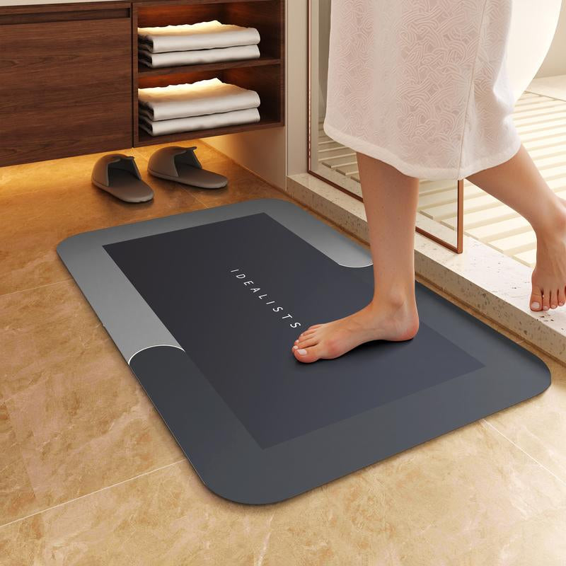 Bathroom Mat Premium Quick-Dry-Ultra-Absorbent Thin Diatomite Bath Mat-Rubber Backing Thin Non-Slip, Machine Washable, and Mildew-Resistant Rug for Shower, Kitchen, Laundry Room,And More with Geometric Design and Easy Cleaning Last-Minute Holiday Haul