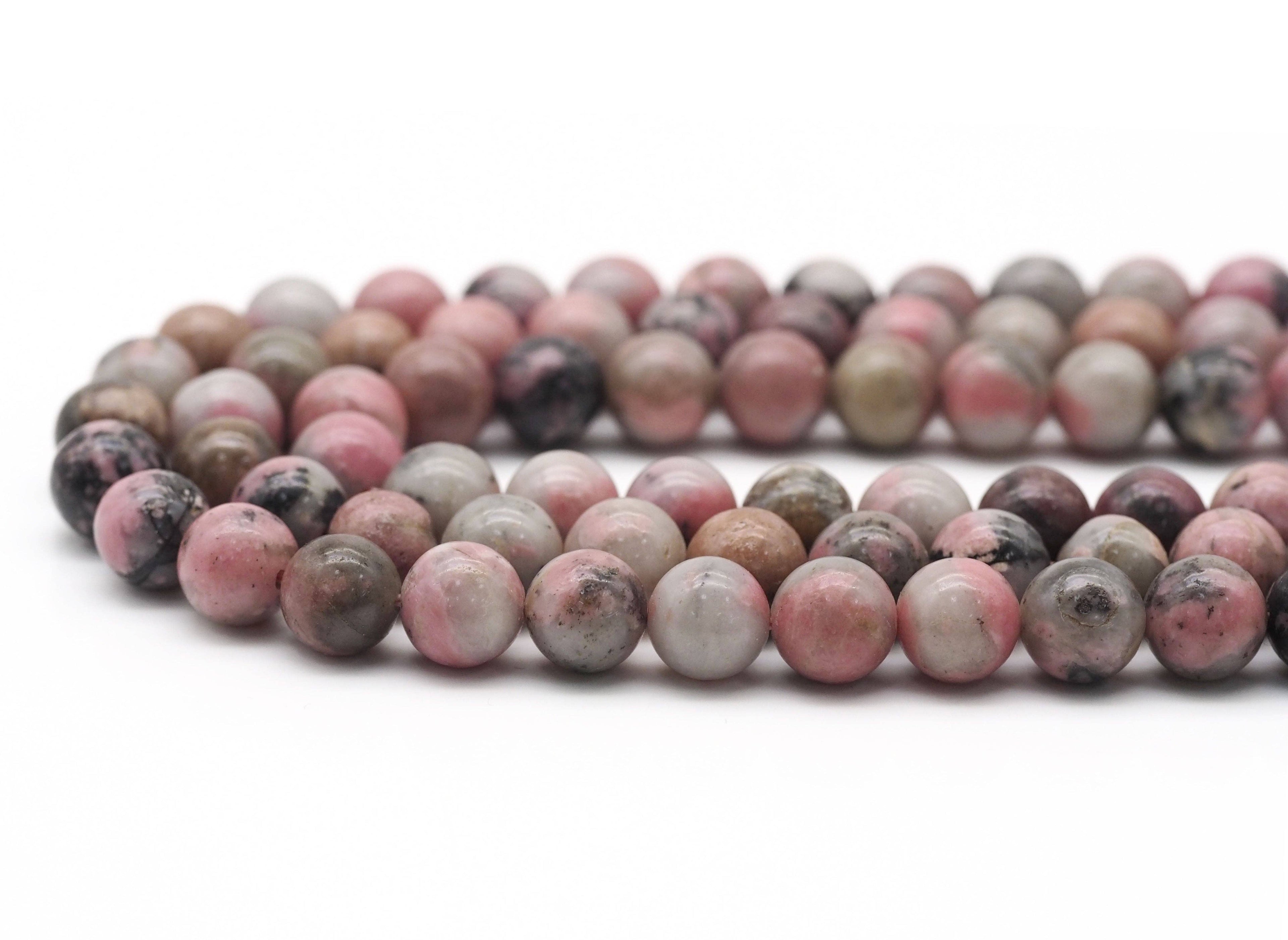 Natural Chinese Rhodochrosite Round Smooth Beads, 8mm/10mm, Sku#U1392