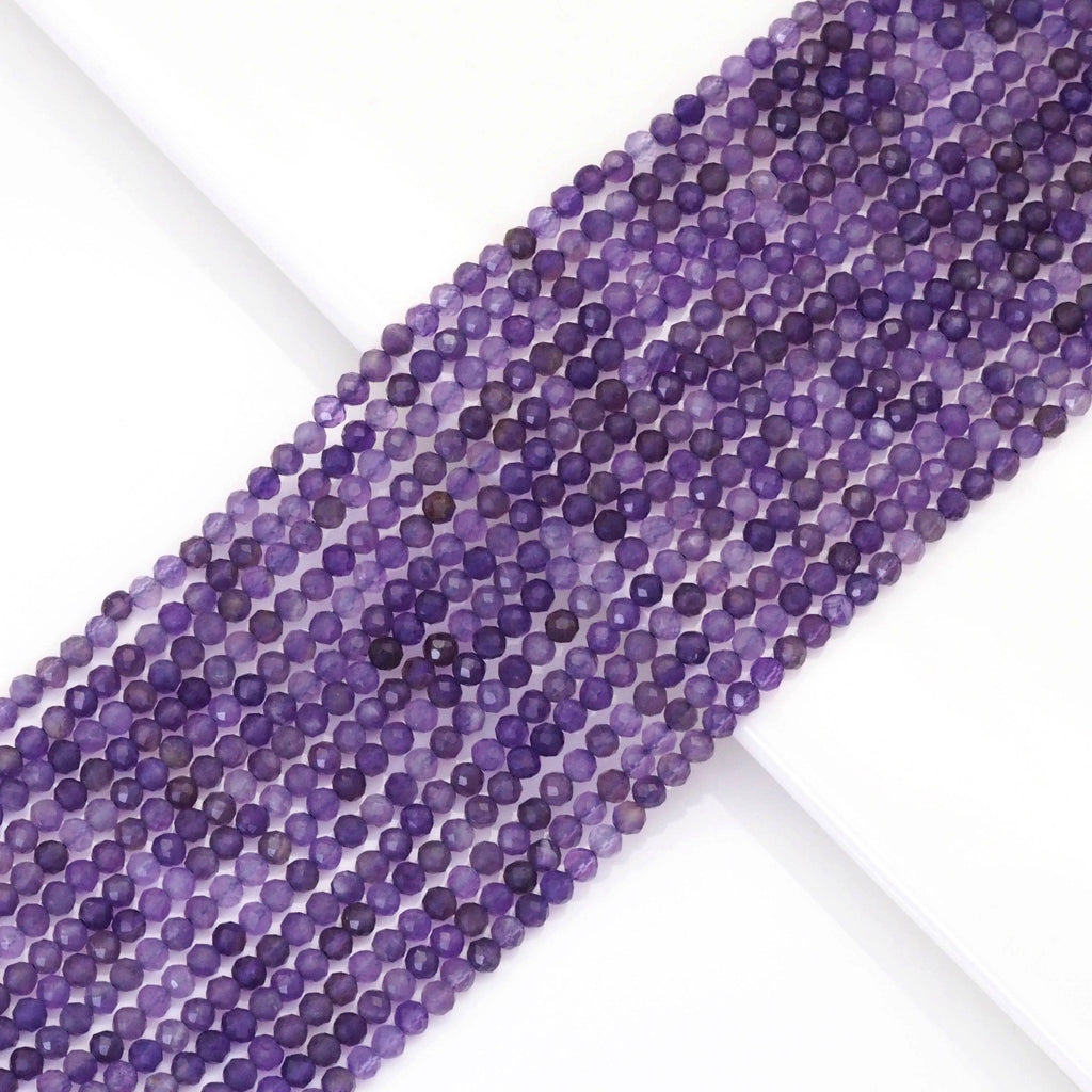 Genuine Amethyst Round Faceted Beads, Sku#U1707