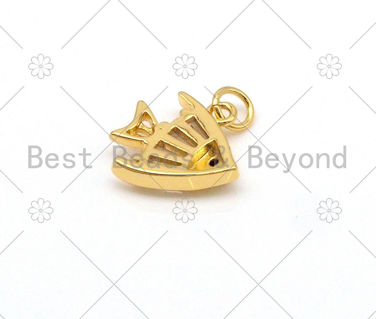 Big Clear CZ Micro Pave Fish Shape Pendant/Charm,18K Gold Filled Fish Charm, Necklace Bracelet Charm Pendant,11x12mm,Sku#Y491