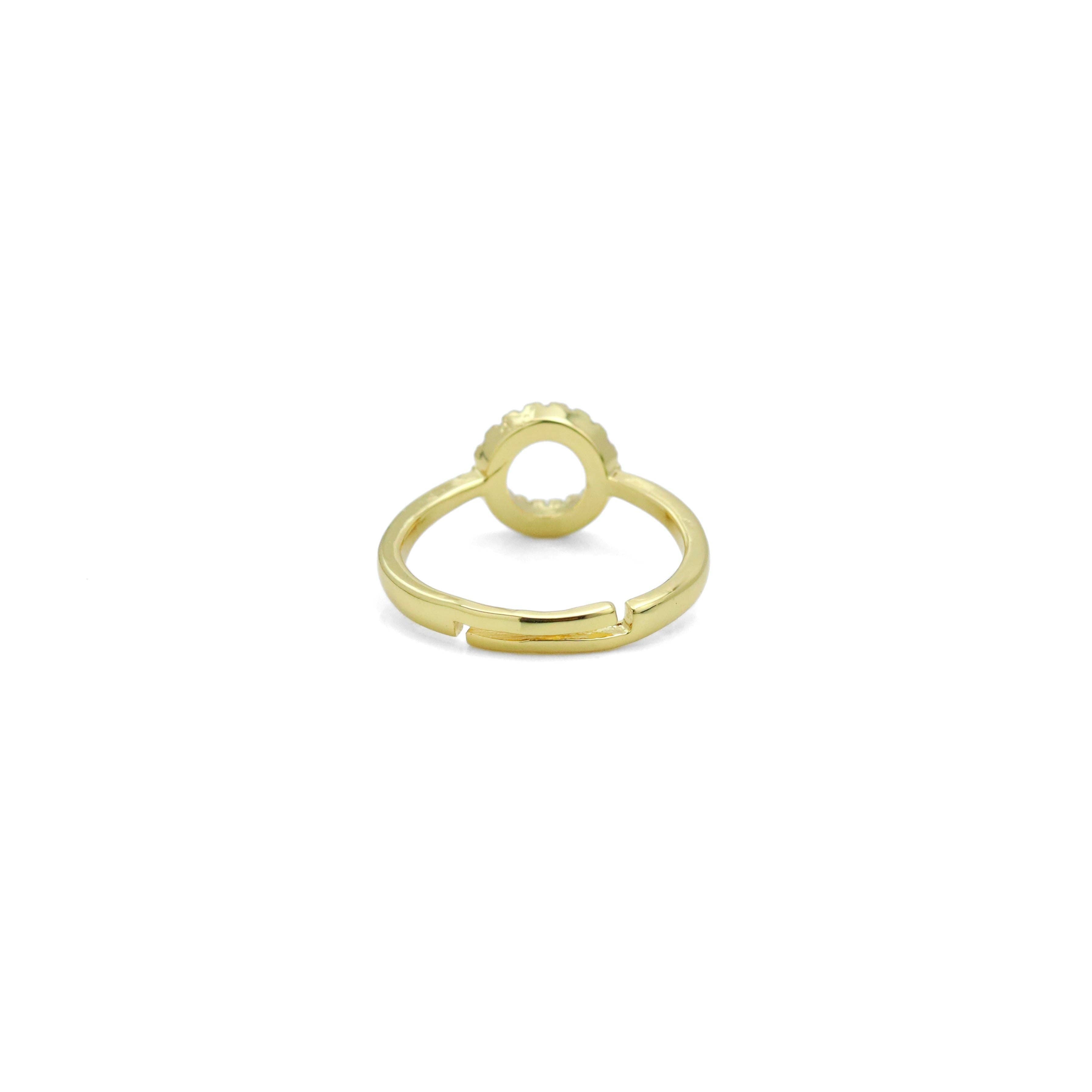 Dainty CZ Circle Ring Statement Adjustable Ring, Sku#LD584