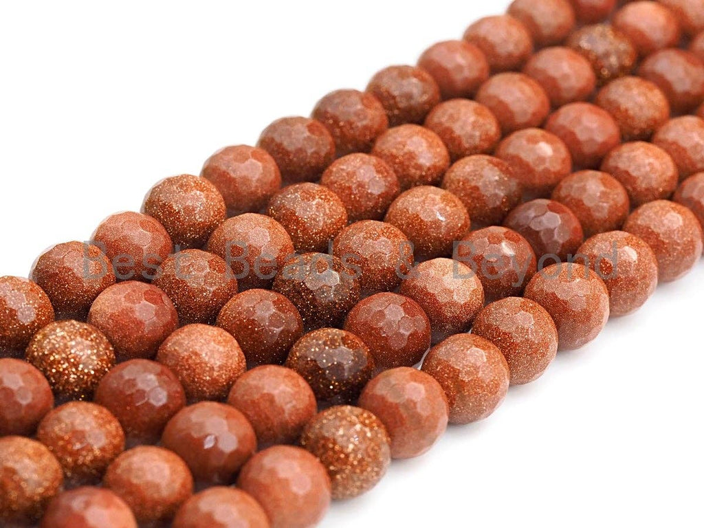 Quality Goldstone Smooth/Faceted Beads, Round Smooth/Faceted 6mm/8mm/10mm/12mm, Goldstone Beads,15" Full Strand, sku#U627