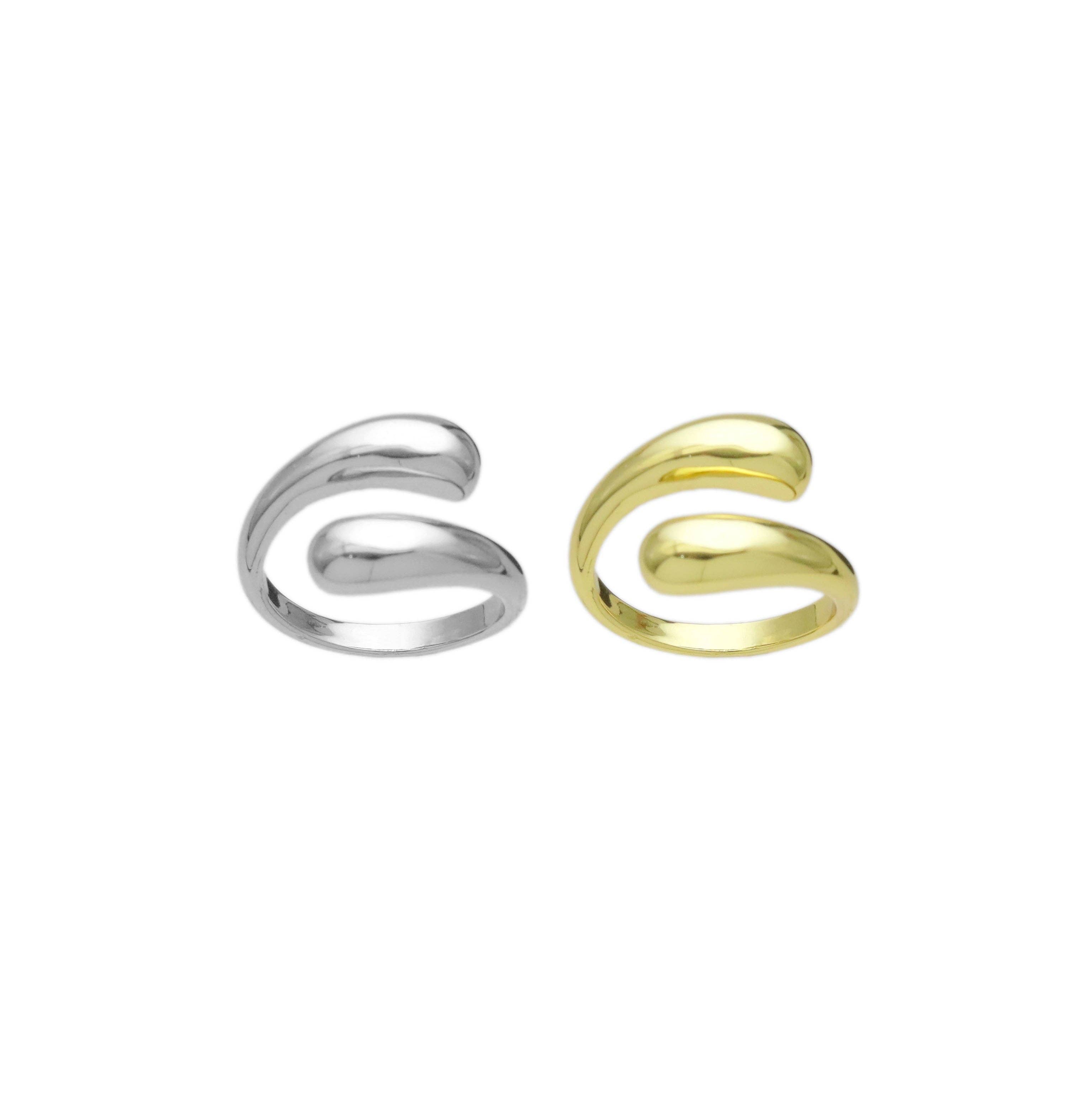 Plain Gold Silver Wrap Adjustable Ring, Sku#A195
