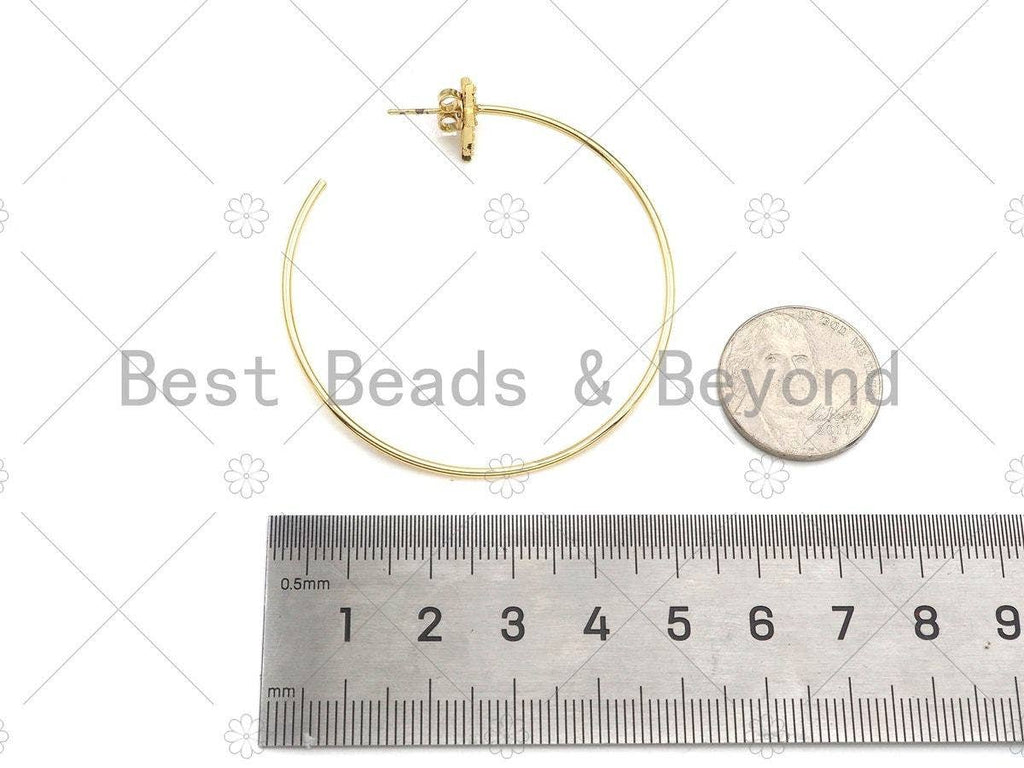 CZ Star Large Hoop Earrings, Sku#J320