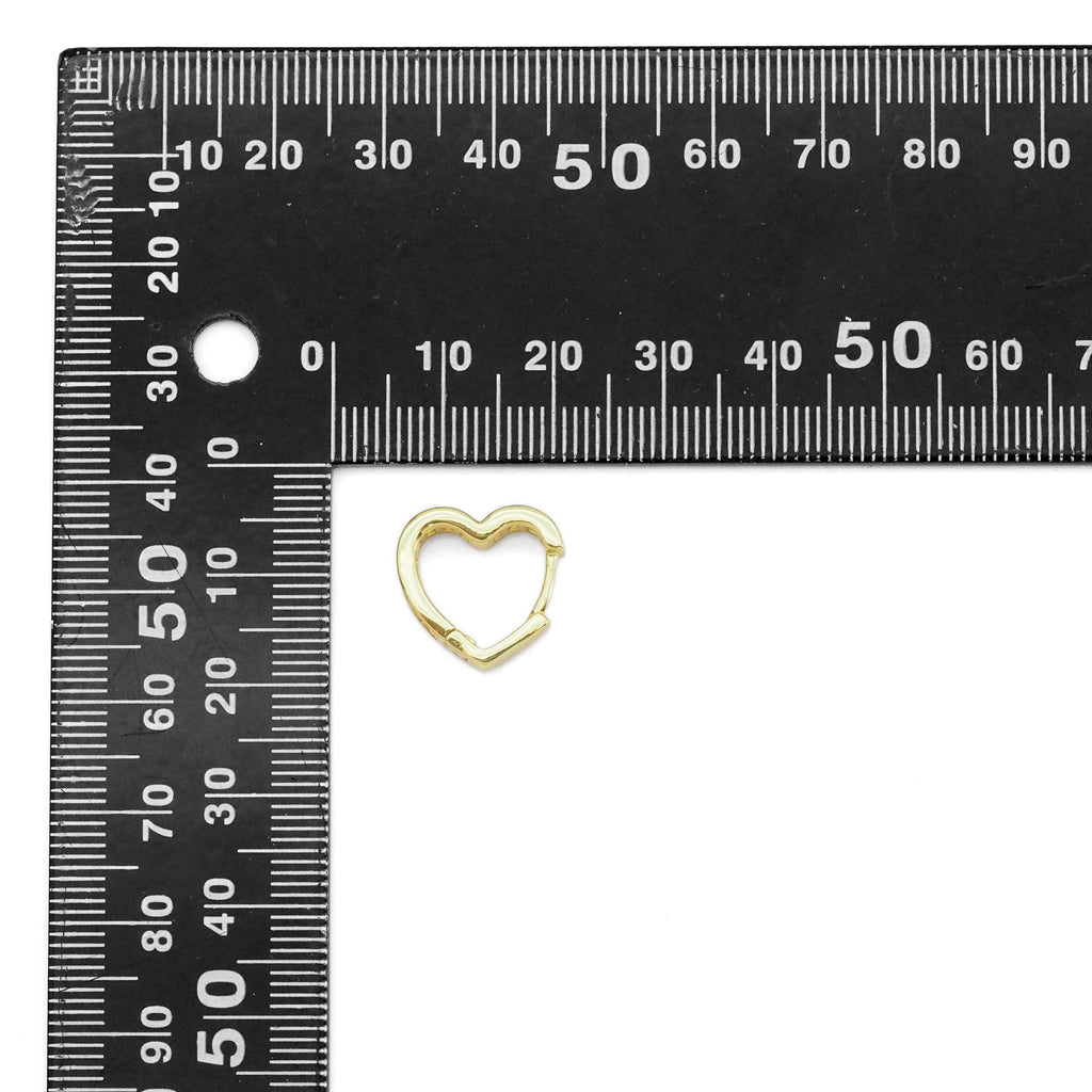 Gold Clear Baguette CZ Heart Hoop Earrings, Sku#Y896