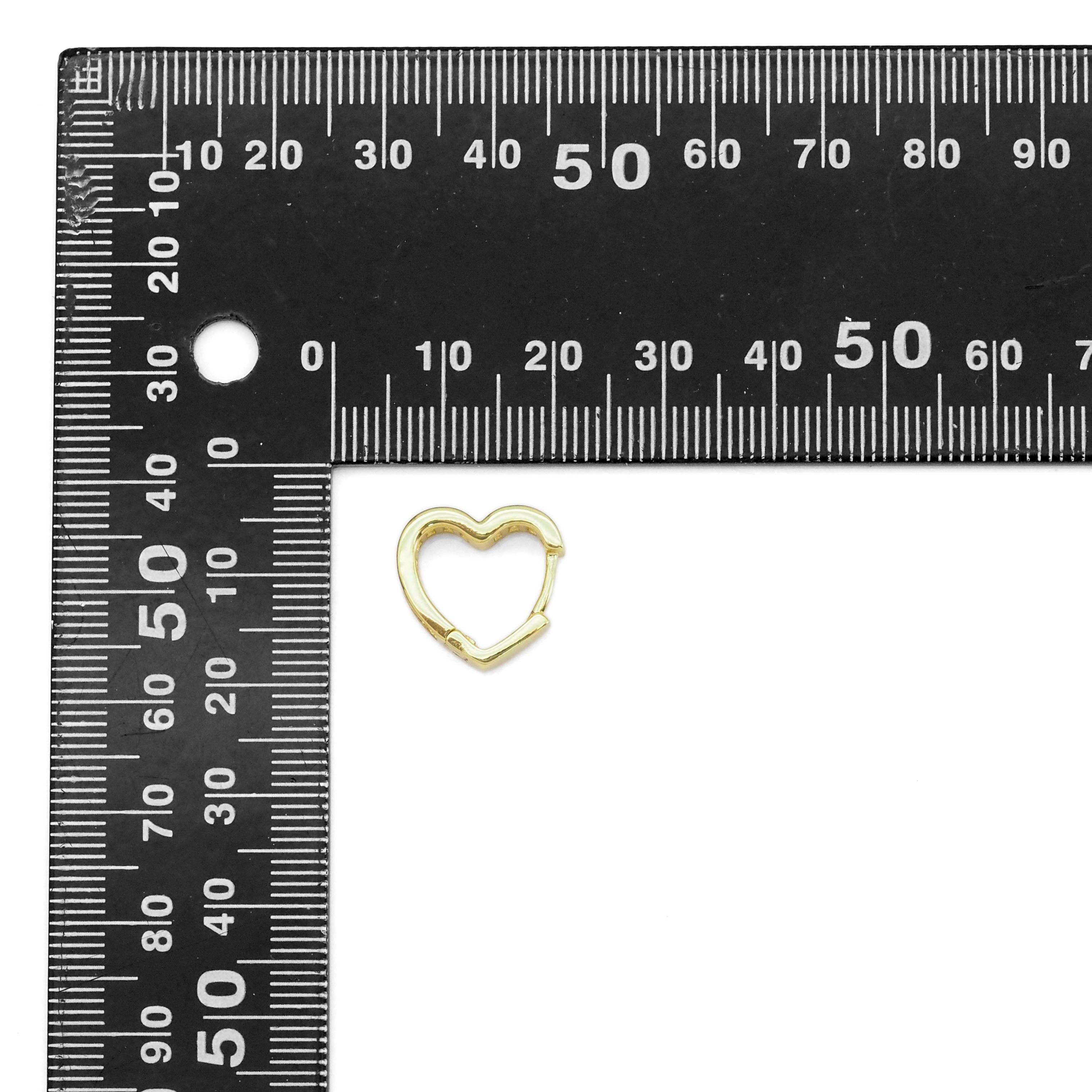 Gold Clear Baguette CZ Heart Hoop Earrings, Sku#Y896