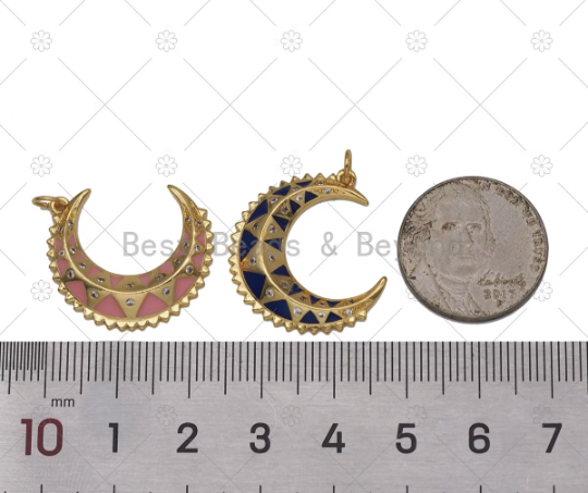 Enamel Cresent Moon Charm, Sku#Z1421