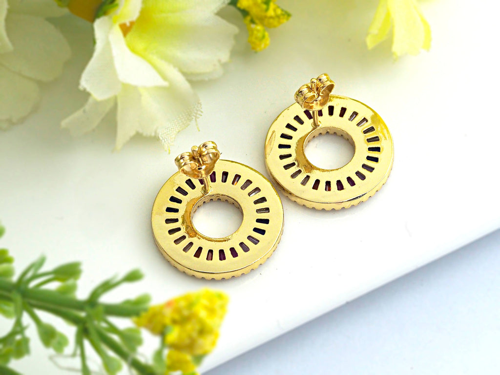 Micro Pave  Rainbow CZ Circle Earring,J89