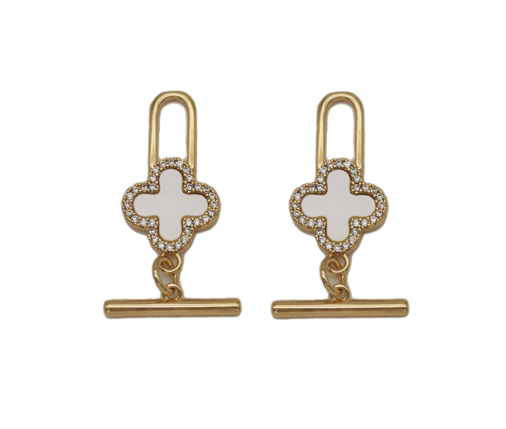CZ Mother of Pearl Clover Toggle Clasp, Sku#ZX65