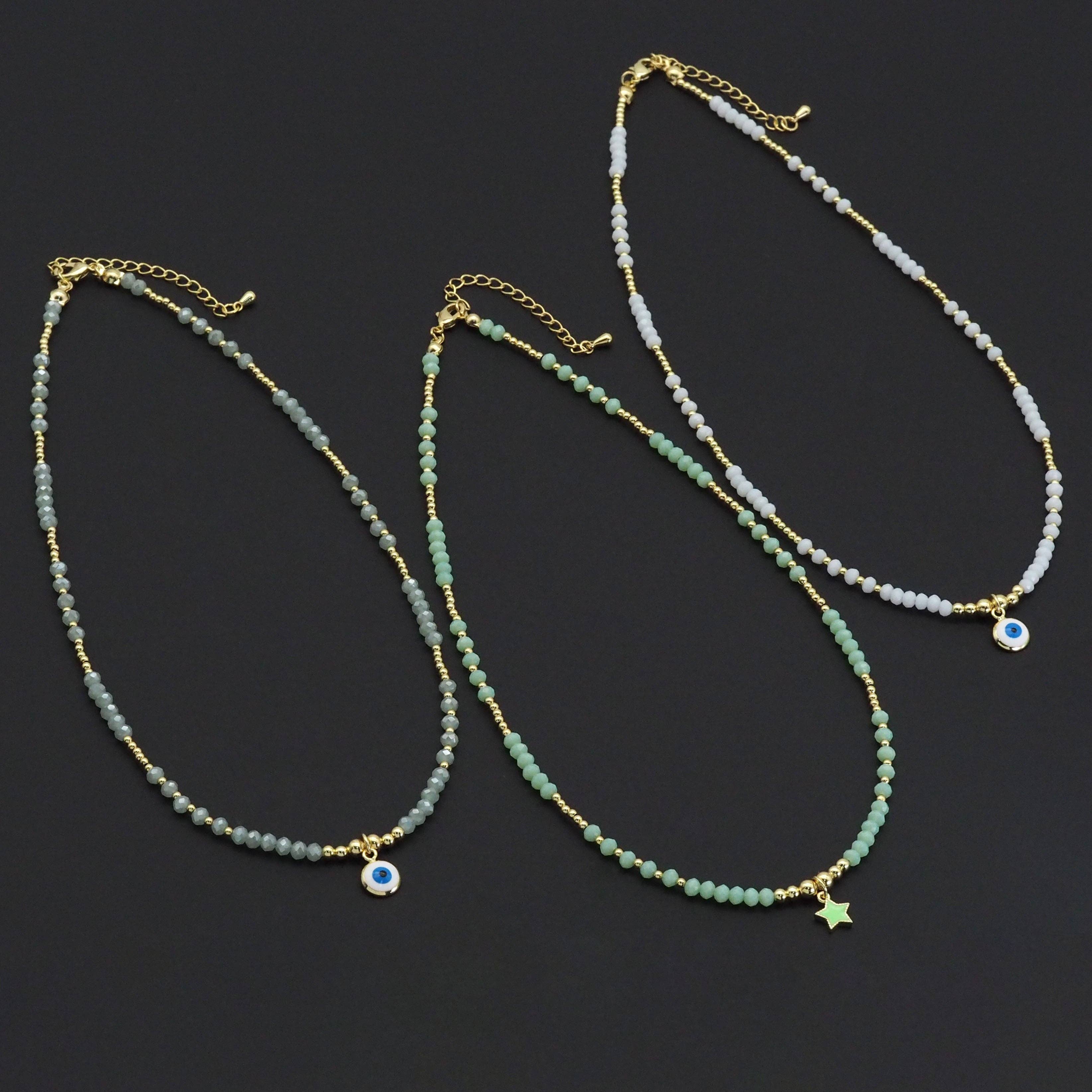 Gemstone Gold Spacer beaded Necklace, sku#O118