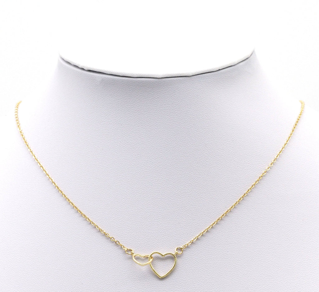 Gold Double Heart Connecter Charm, Sku#LX110