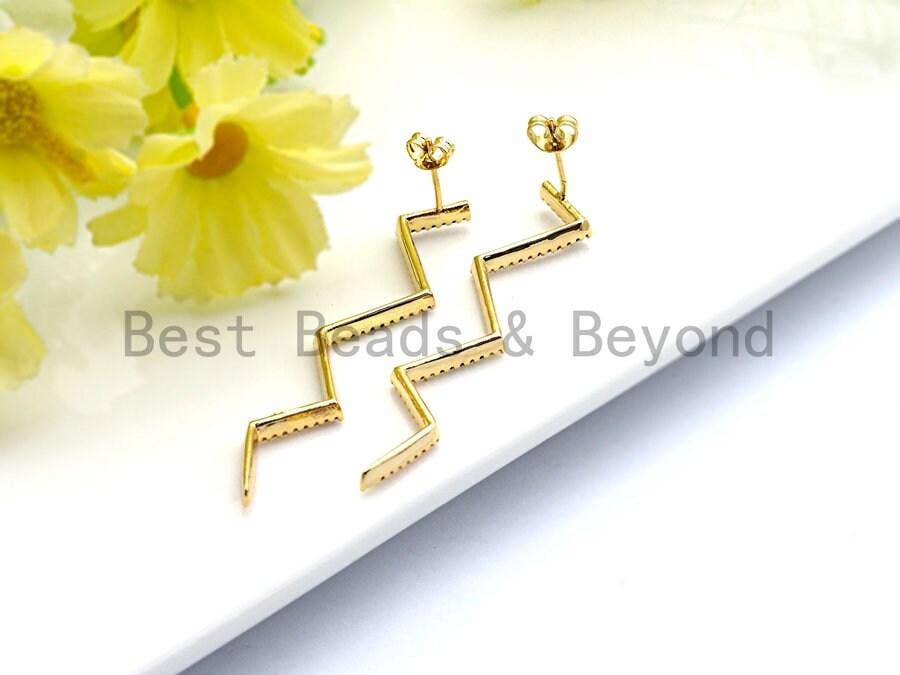 Colorful CZ Long Wavy Line Dangle Earring, Sku#J99