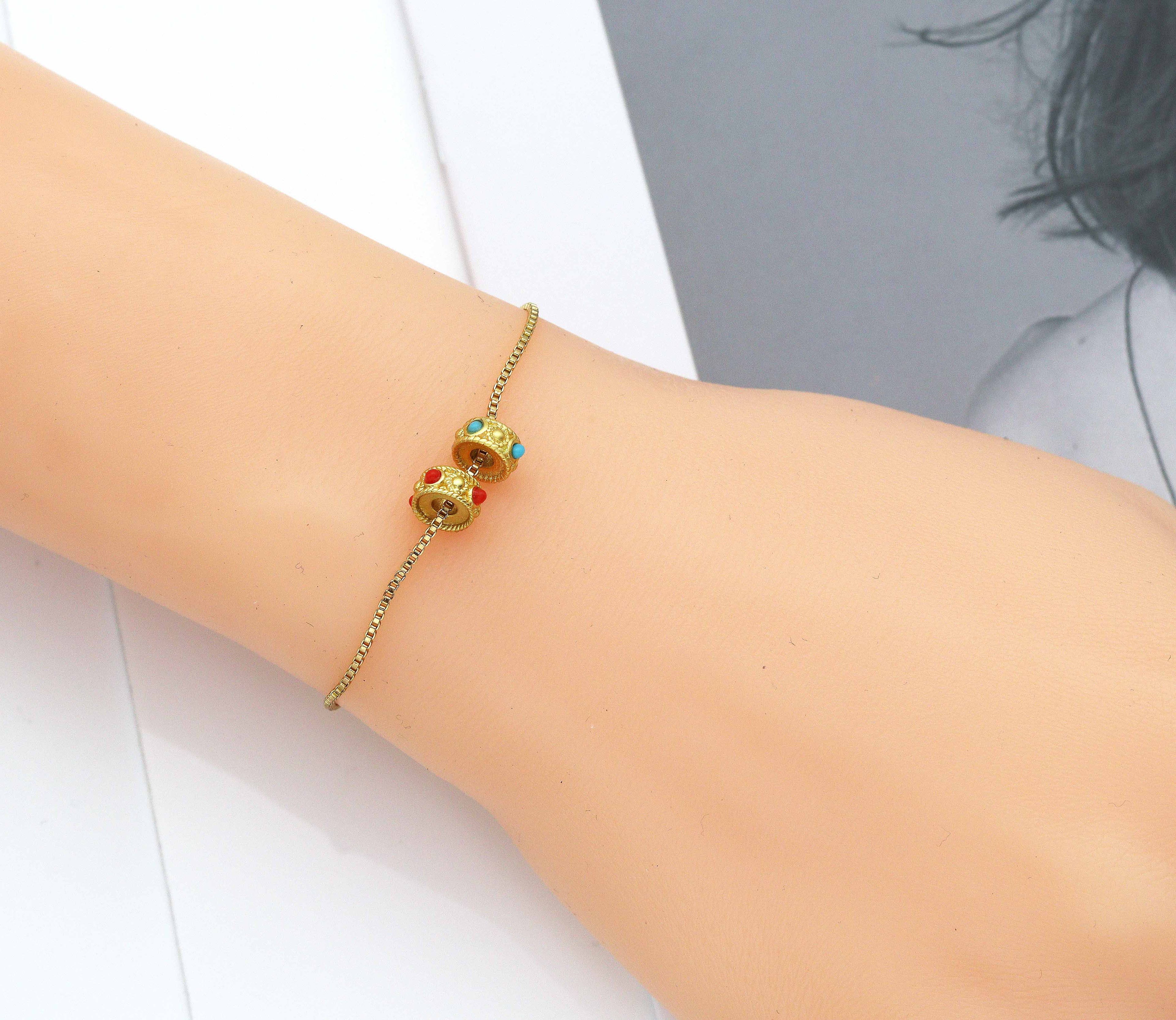 5pc, Gold Enamel Wheel Spacer Beads, Sku#LX21