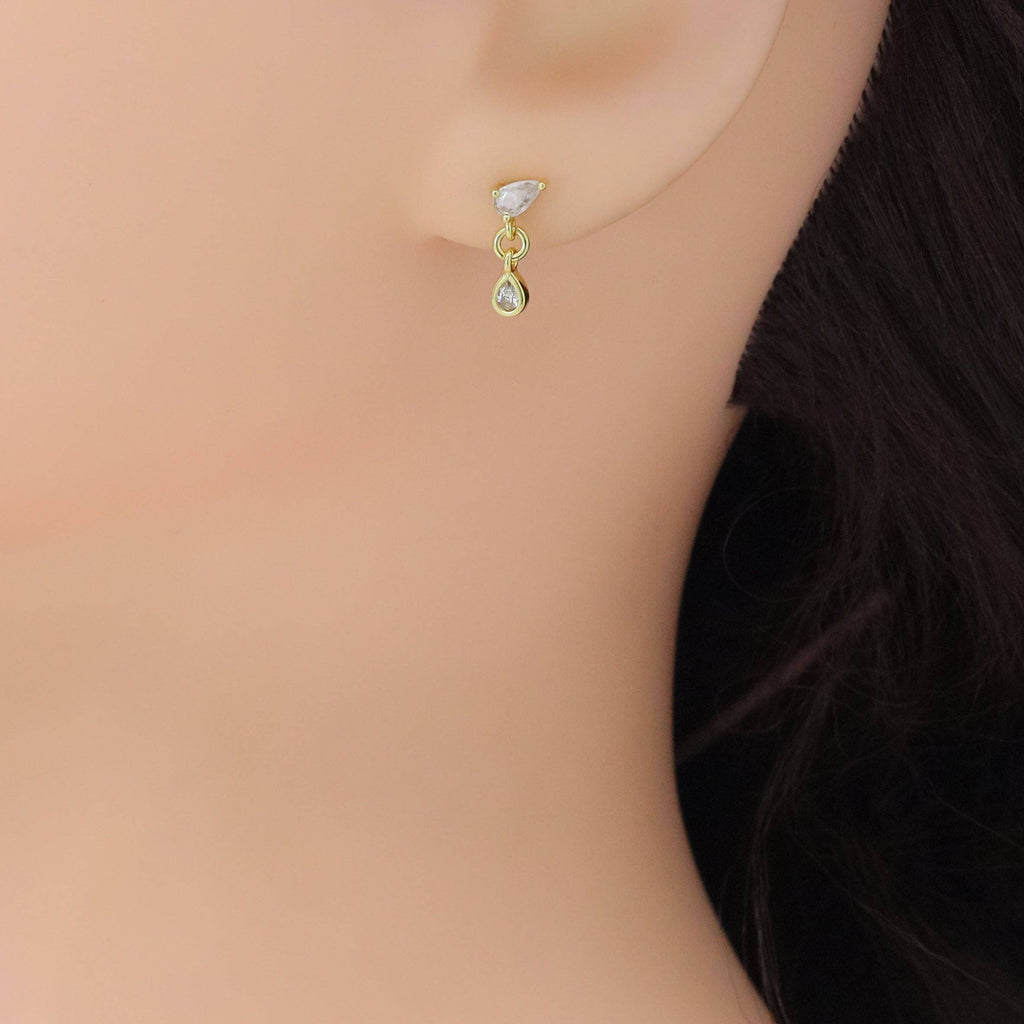 Dainty Teardrop CZ Earrings, Sku#A371