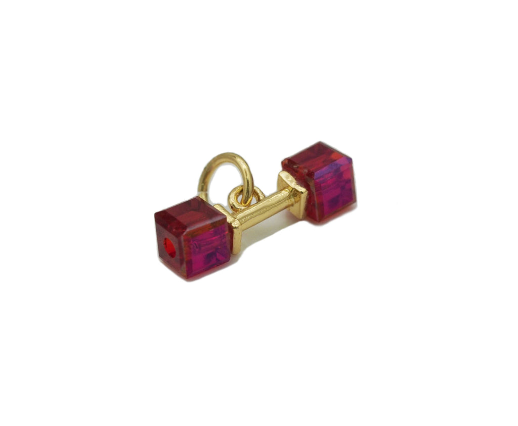 Dumbbell Gold Square CZ Charm, Sku#Y475