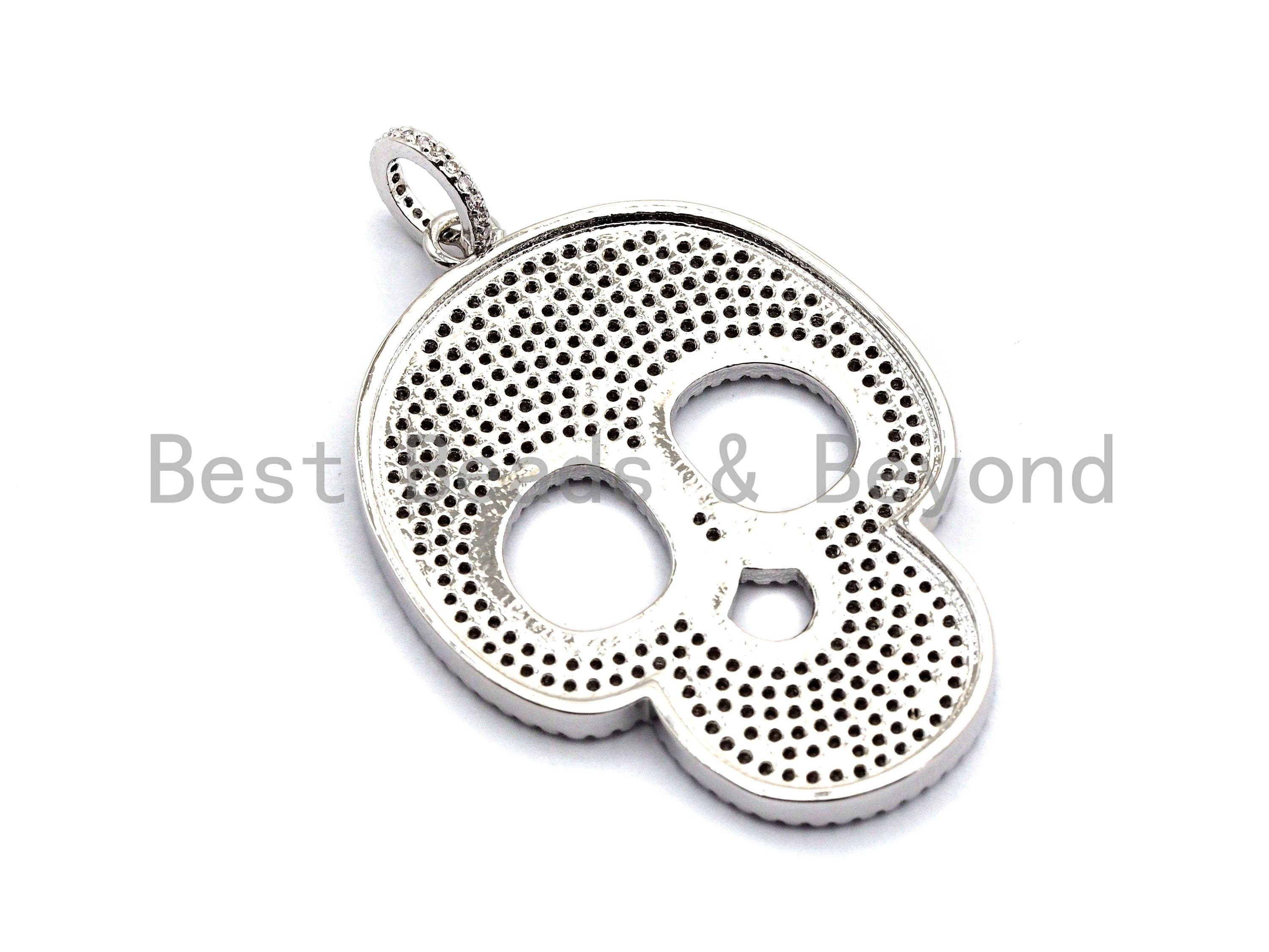 CZ Clear/Black Micro Pave Skull Pendant, CZ Pave Pendant, Go