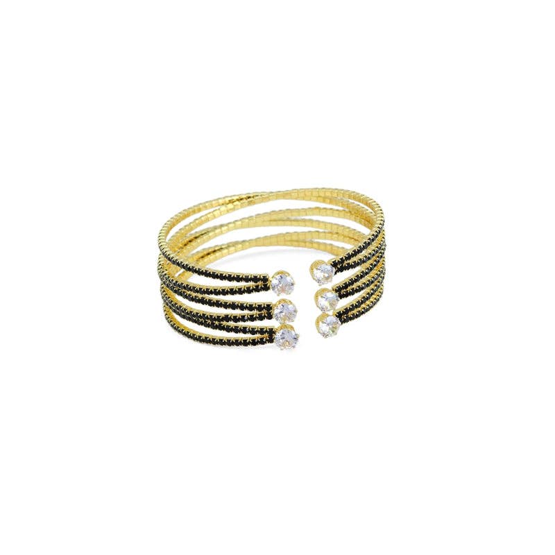 Clear Black CZ crossover with round diamond Bracelet, SKU#A272
