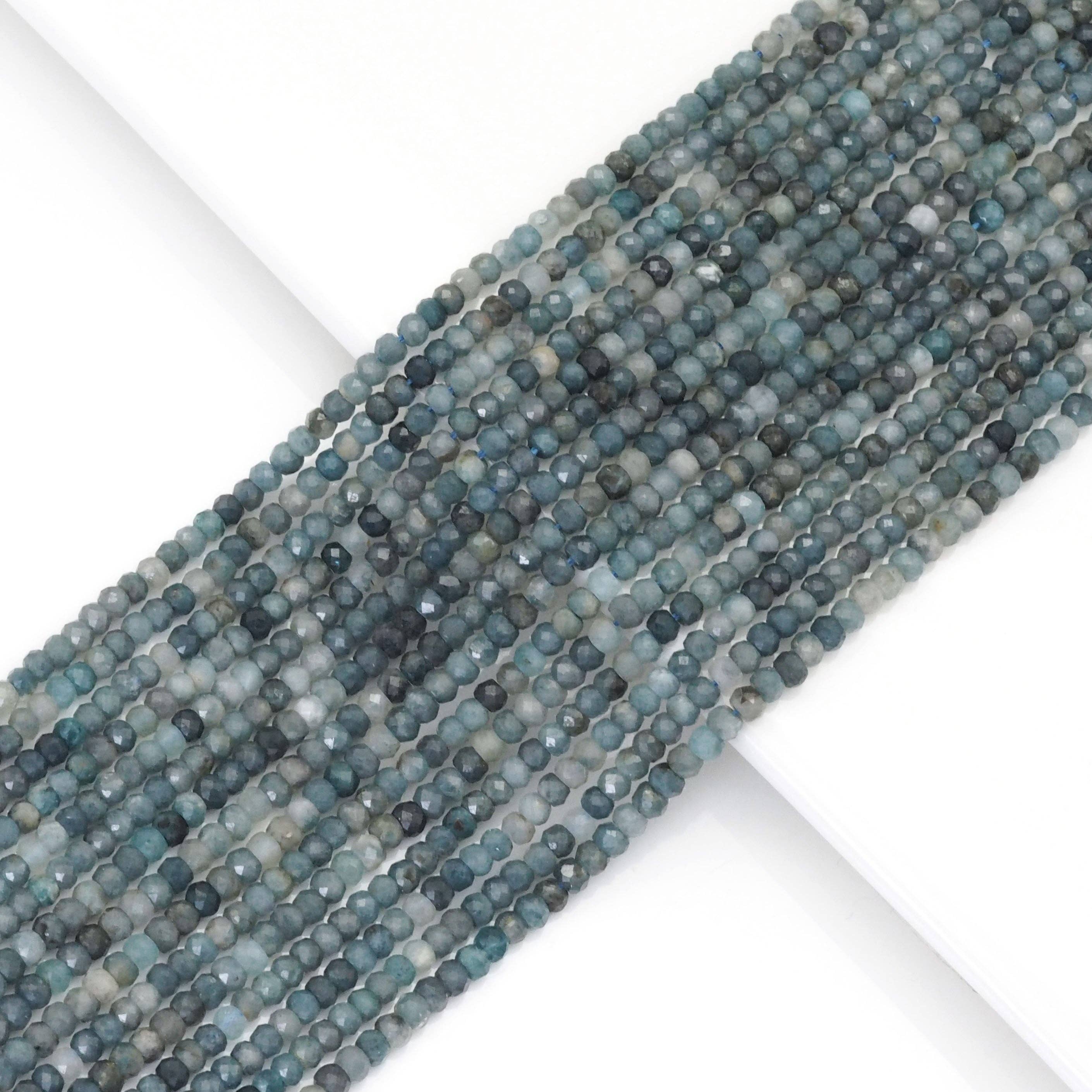 Genuine Blue Tourmaline Faceted Rondelle Beads, Sku#U1697