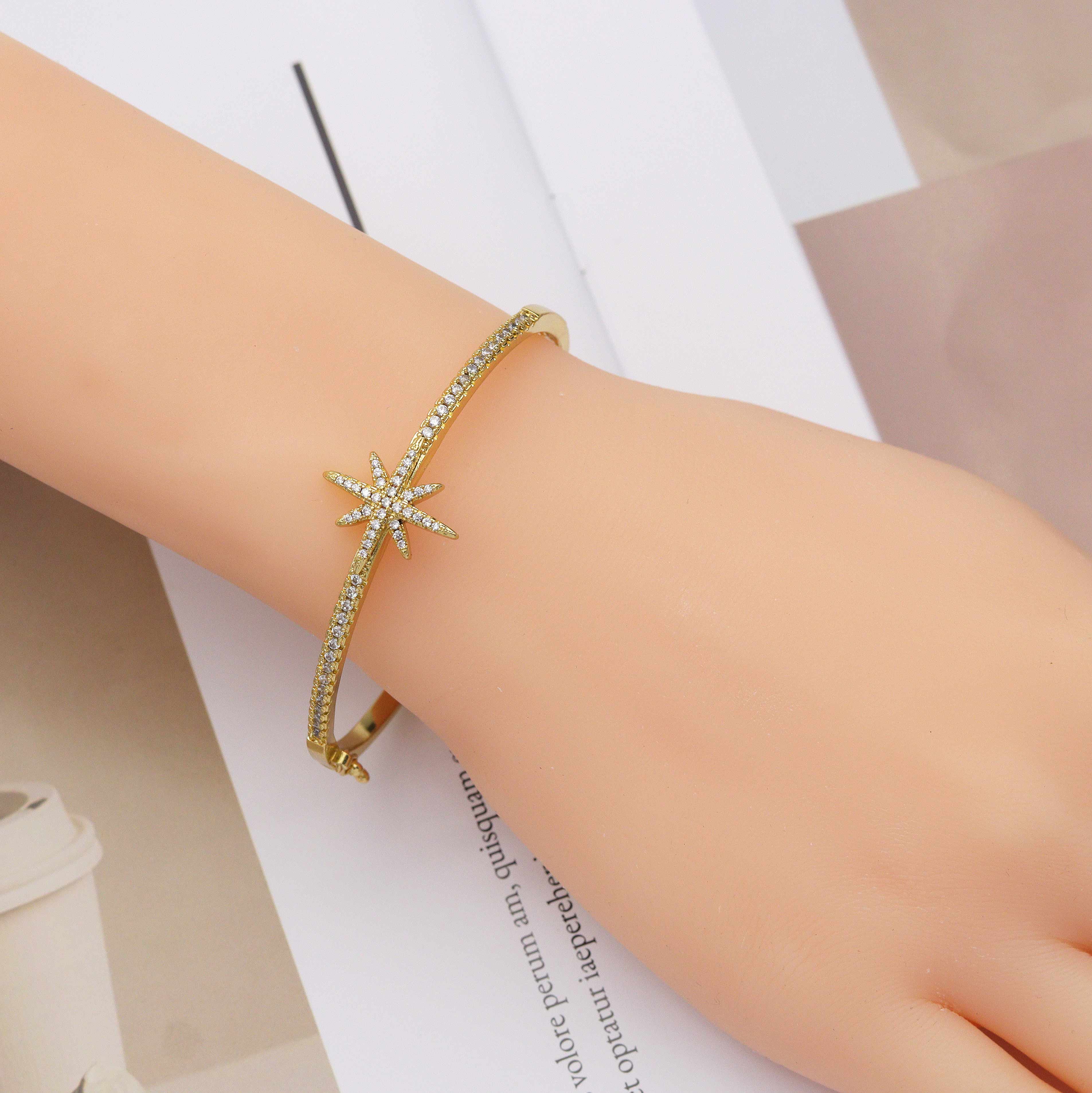 CZ North Star Bangle Bracelet, Sku#X317