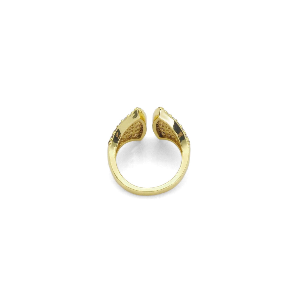 Gold Silver CZ Fan Shape Adjustable Ring, Sku#B370
