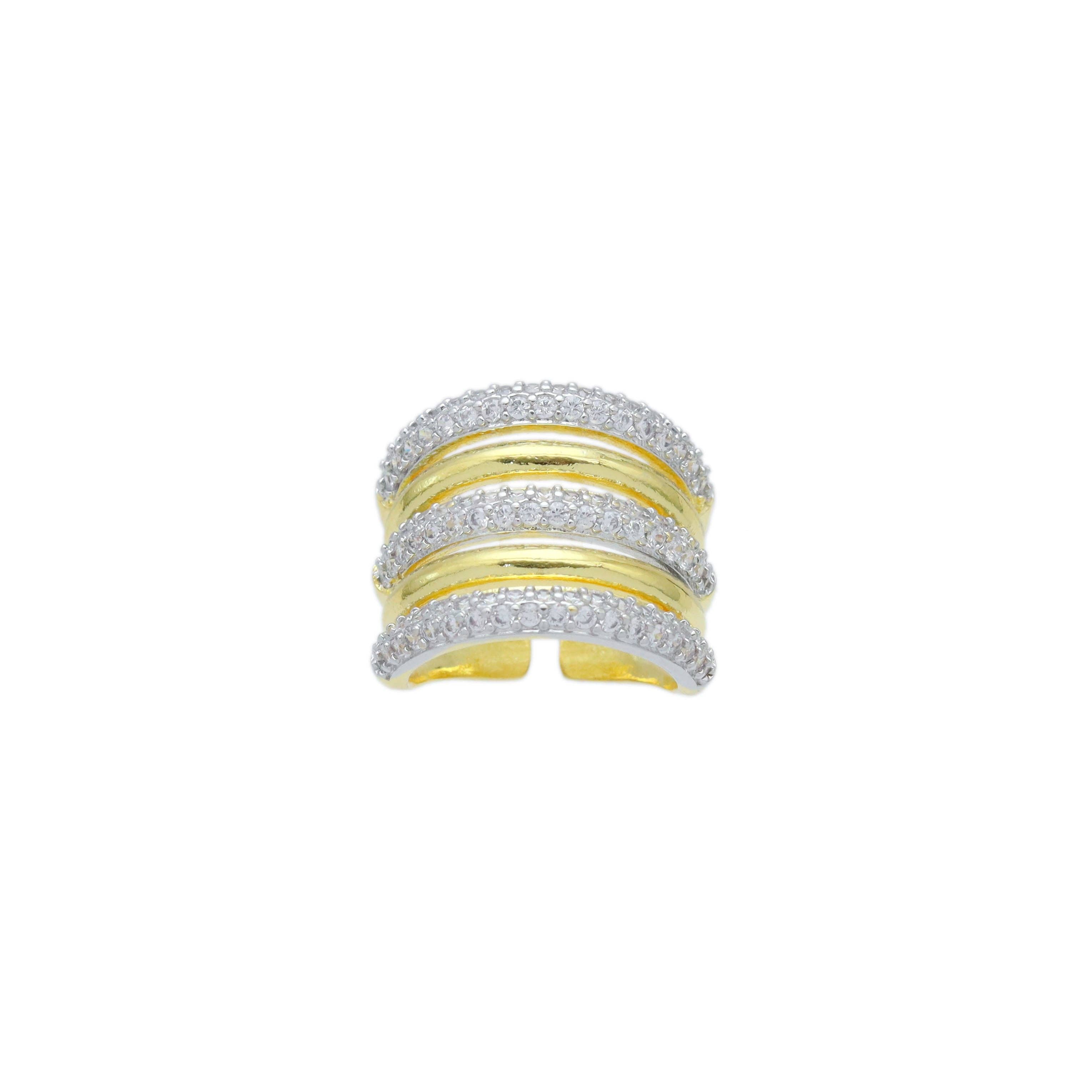 Dual Color CZ Chuny Adjustable Ring, Sku#Y967