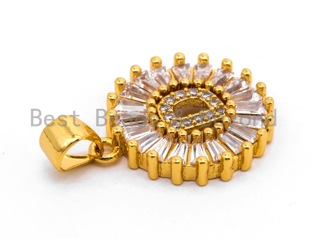 CZ Micro Pave Initial Letter D Charm/Pendent Beads,Cubic Zirconia Pave  Alphabet Beads Pendent, Gold/Silver Finish,16x18mm,sku#Z223