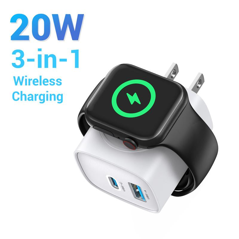 TOPADRE Apple Watch Charger with 20W Fast Charging Block Type-C, 3 in 1 PD USB C Wall Charger Block for Iwatch Series Ultra/9/8/7/6, Compatible with Iphone 16/16 Pro/16 Pro Max/Iphone 15 Series