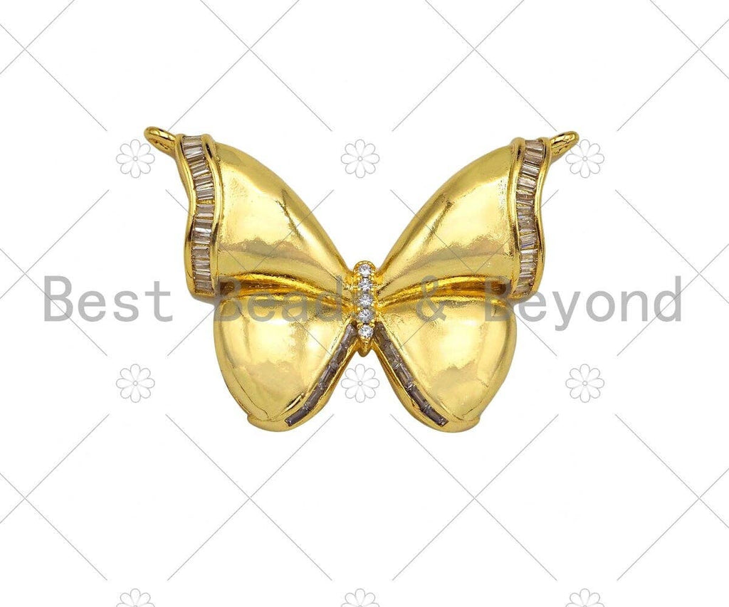 CZ Micro Pave 3D Butterfly Shape Pendant, Sku#LK342
