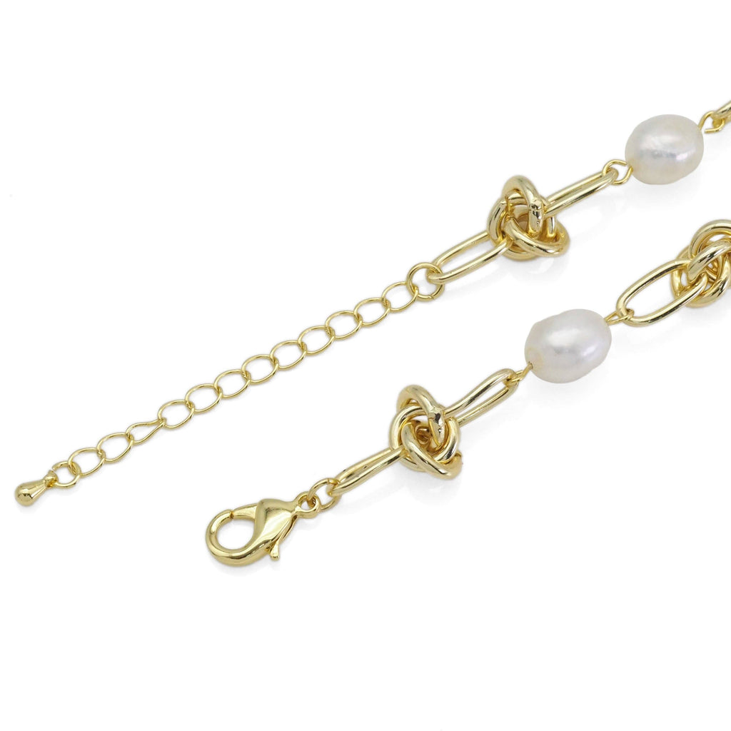 Knotted Chain Fresh Water Pearl Necklace Bracelet, sku#EF497