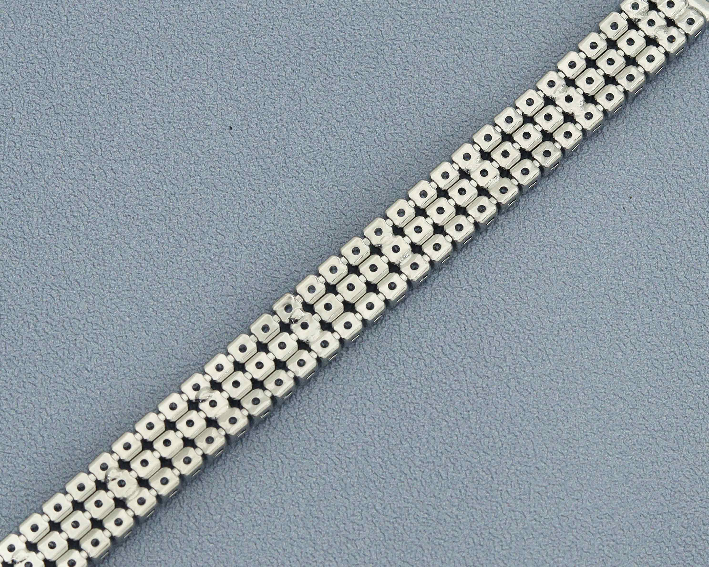 CZ Triple line Buckle Bracelet, Sku#B165