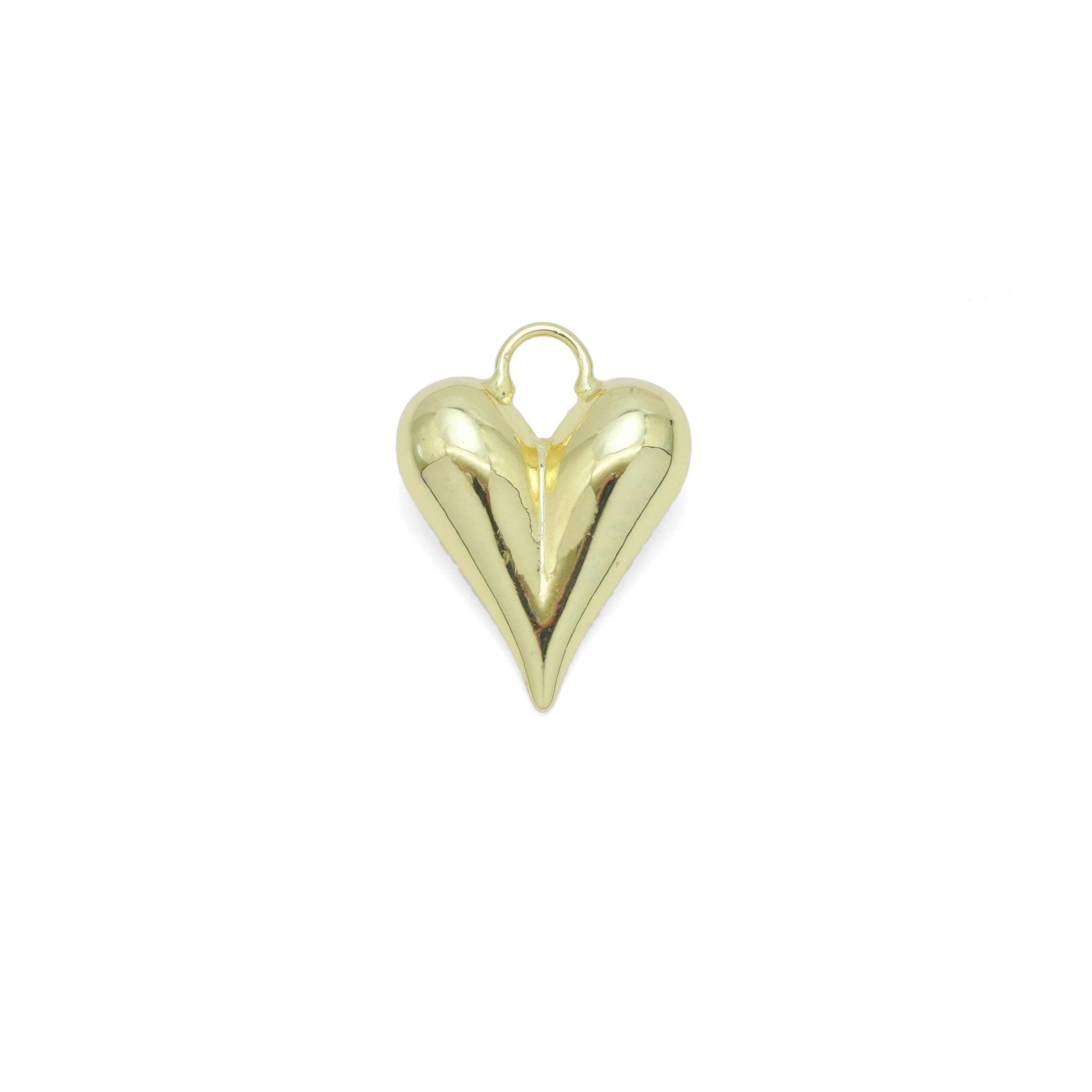 Slippy puppy Gold Heart Charm Pendant, Sku#LX664