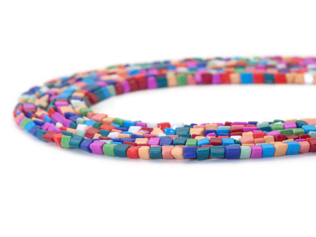 Mixed Color Glaze Triangular Prism Beads, 4mm, Sku#U1469