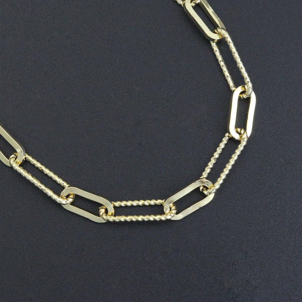 Gold Silver mixed paperclip Chain Necklace , Sku#EF636