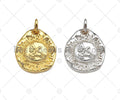 18K Danity Gold Bird On Sunflower Pendant/Charm, Bracelet Necklace Oval Pendant Charm, Silver/Gold Tone,18x20mm,Sku#Y383