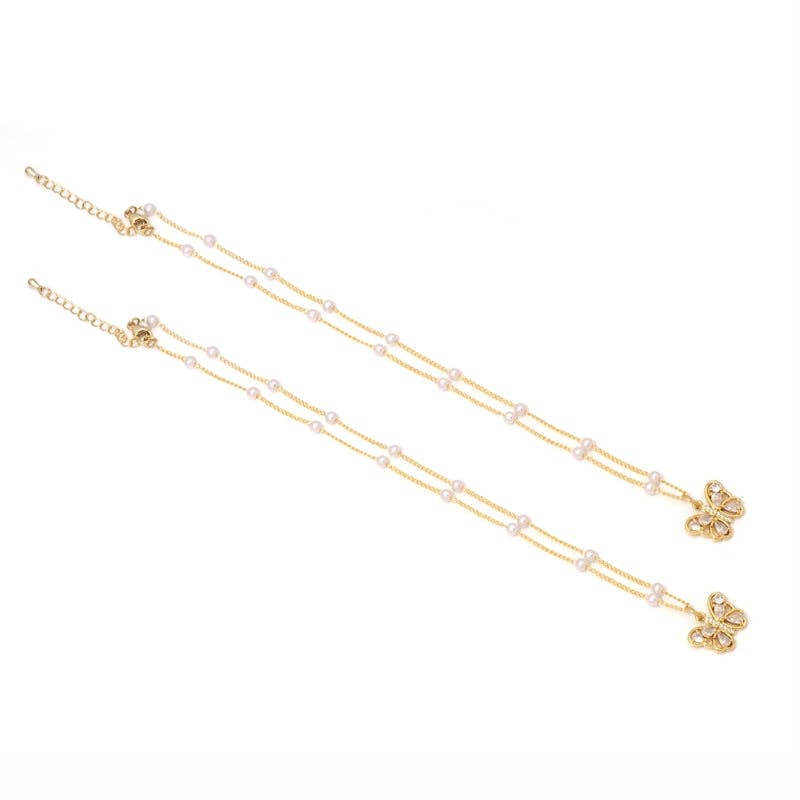 Pearl Dainty Butterfly Necklace,sku#EF292