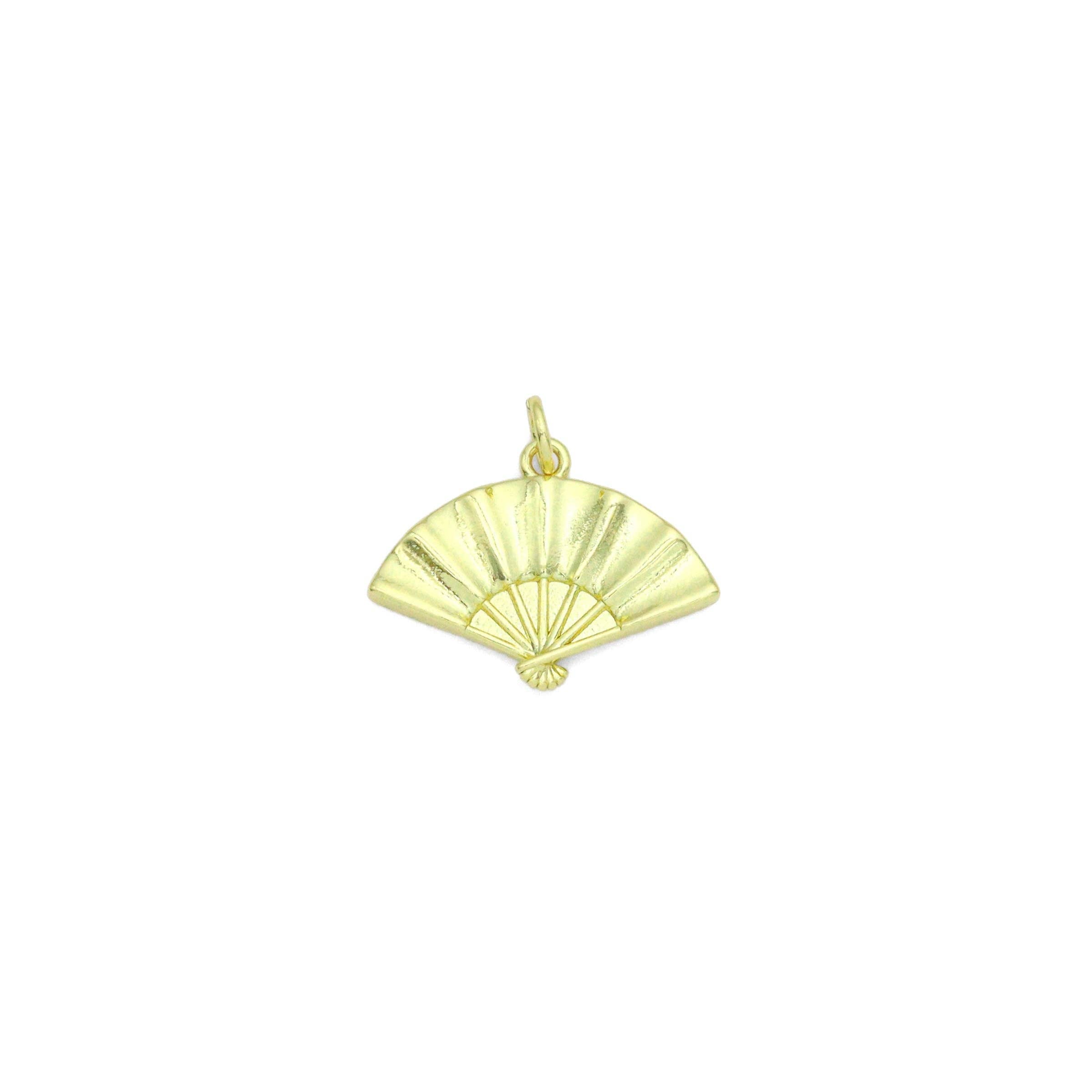Gold Fan Shape Charm Pendant, Sku#LK1182