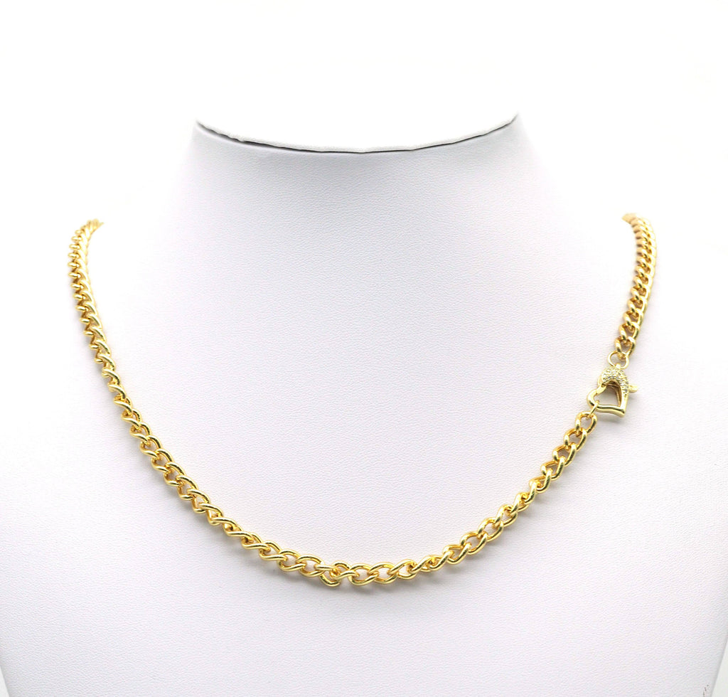 CZ Gold Lobster Oval Heart Clasp, Sku#LD299