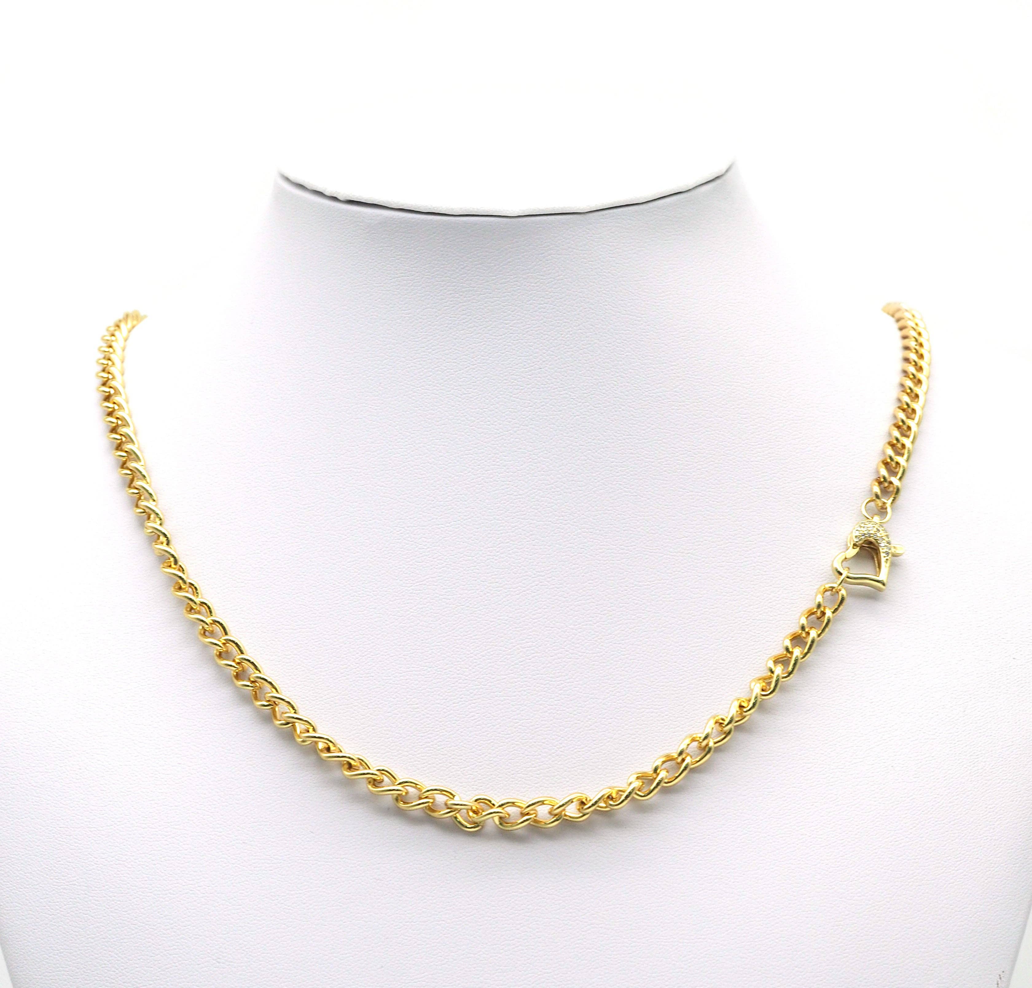 CZ Gold Lobster Oval Heart Clasp, Sku#LD299