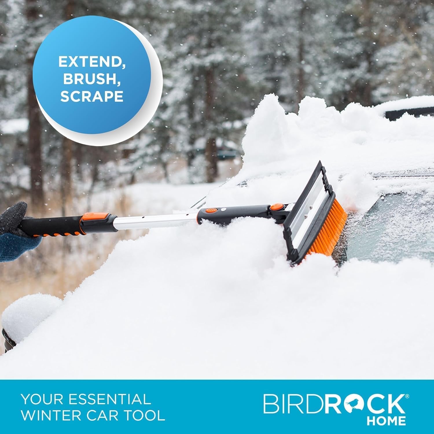 ‎Snow Moover 39" Extendable Snow Brush with Squeegee & Ice Scraper | Foam Grip | Auto Snow Brush | Auto Ice Scraper | Car Truck SUV