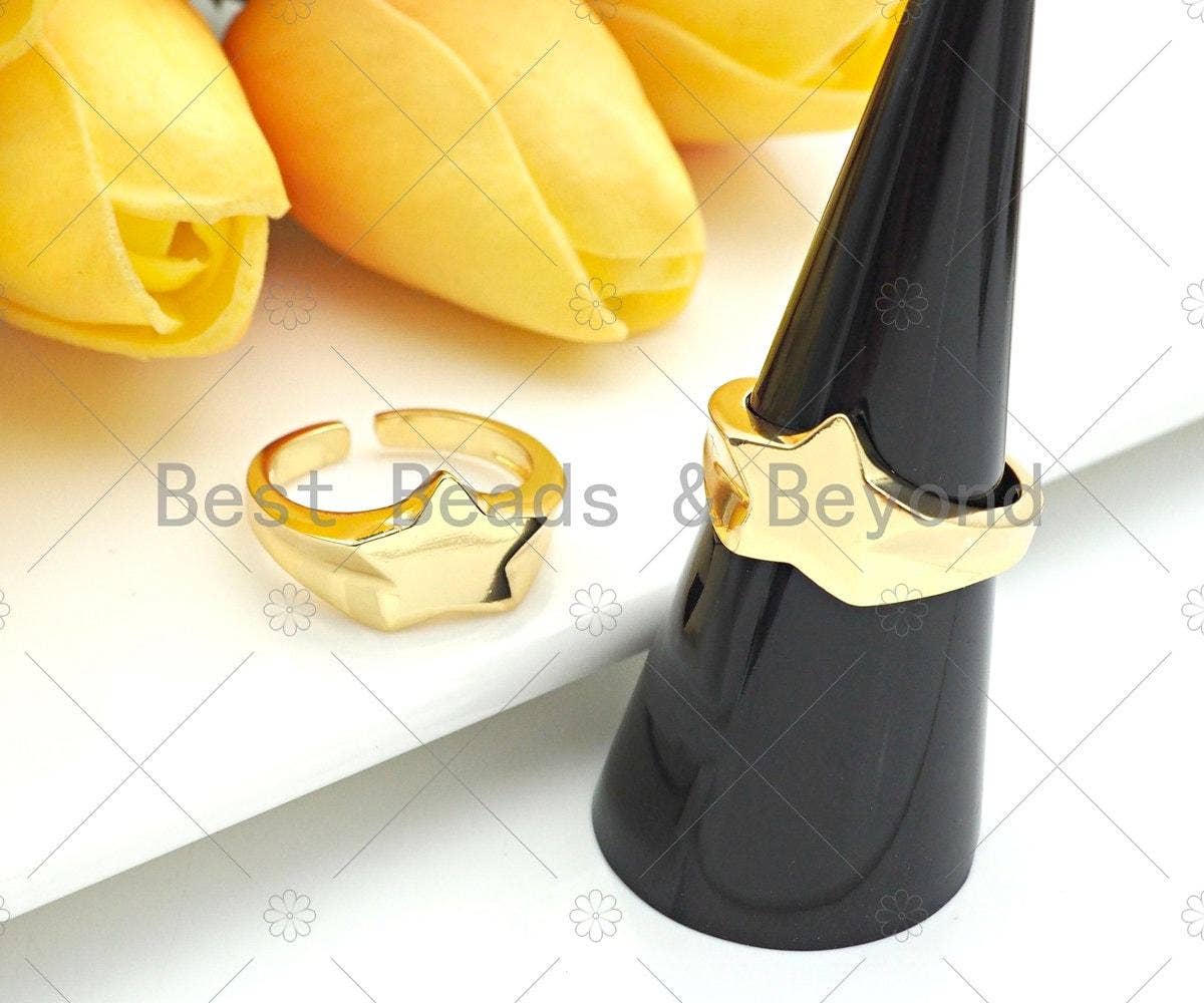 Gold Five Star Signet Ring, Sku#X199
