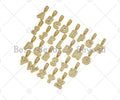 18K Gold Baguette CZ Initial Letter Pendant, A -Z Alphabet Letter, Large Hole Personalized name Charm for Jewelry Making, 16x33mm,sku#LD76