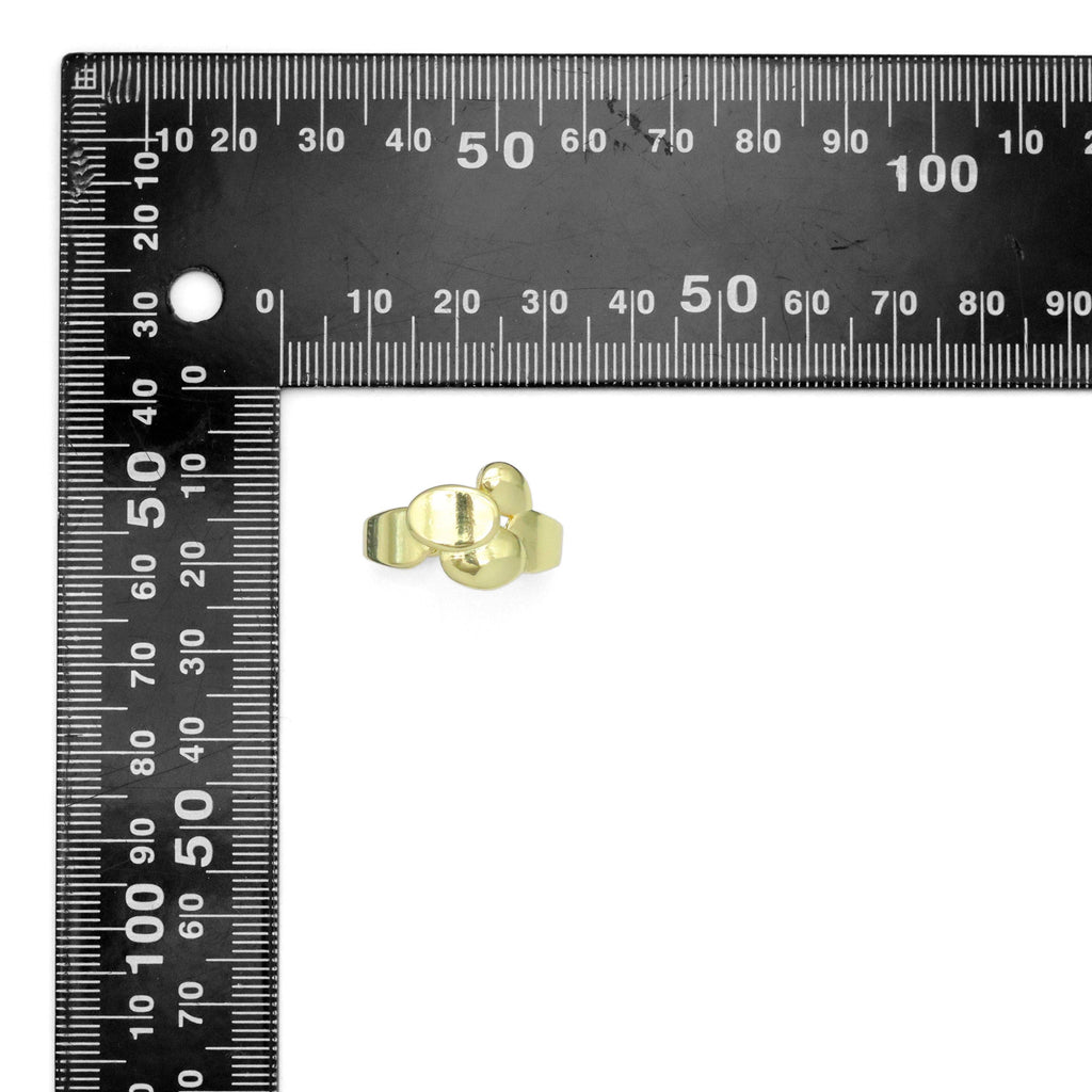 Gold Oval Dot Statement Adjustable Ring, Sku#LD646