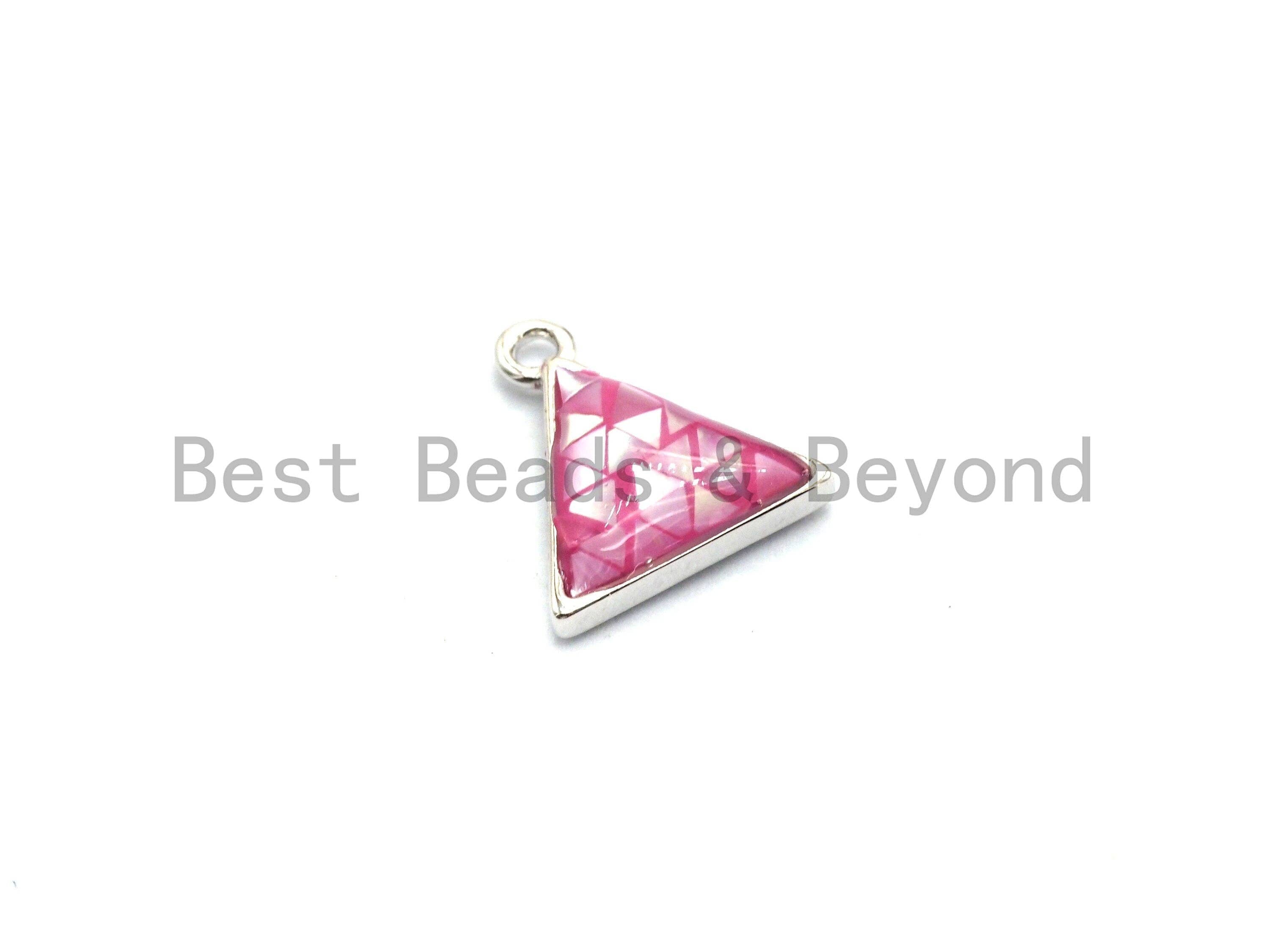 100% Natural Pink Color Shell in Triangle Shape-Gold/Silver Pink Shell Charm-Fuchsia Shell Charm, Shell Beads, 11x12mm,SKU#Z309