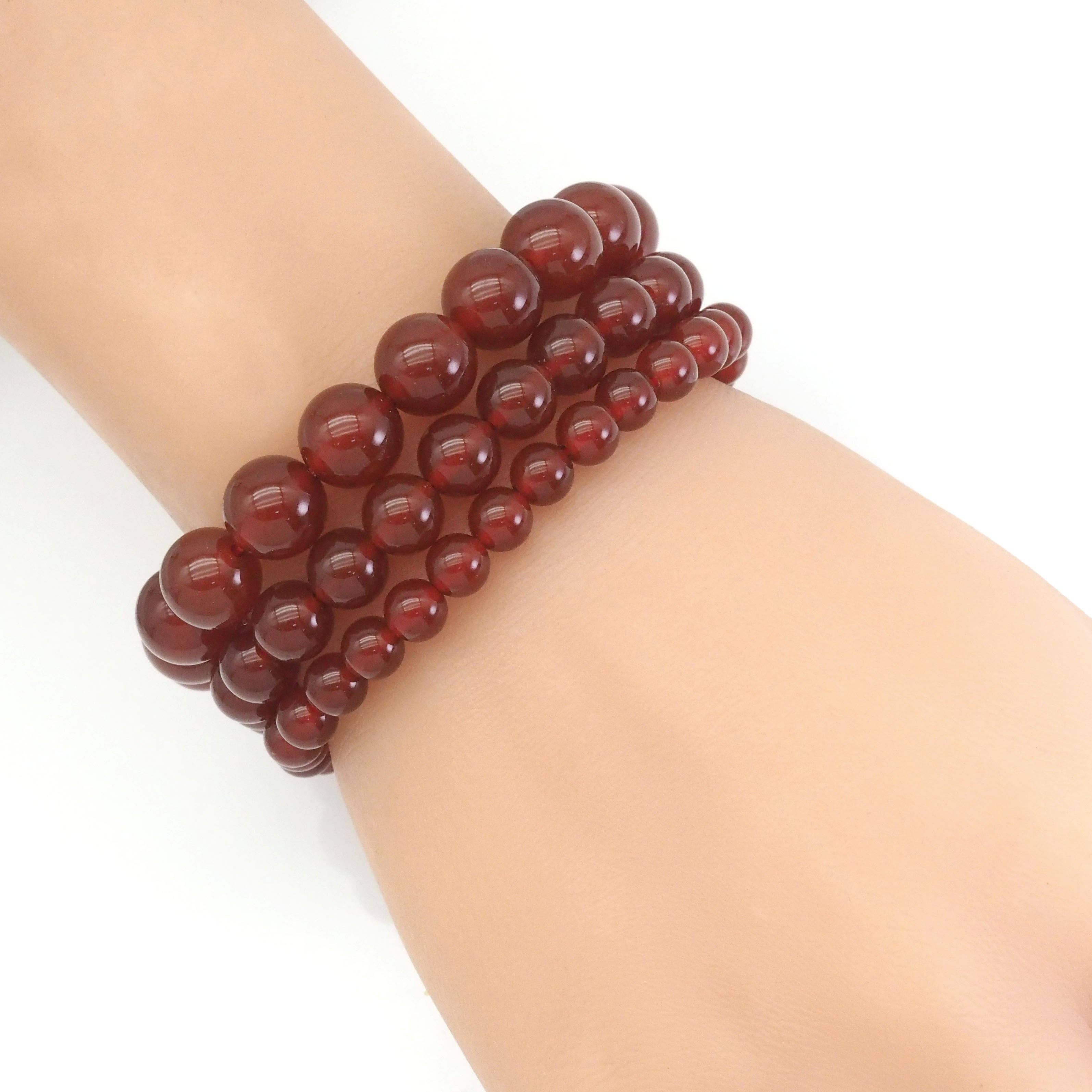 Carnelian Round Smooth Stretchy Bracelet, Sku#EF521