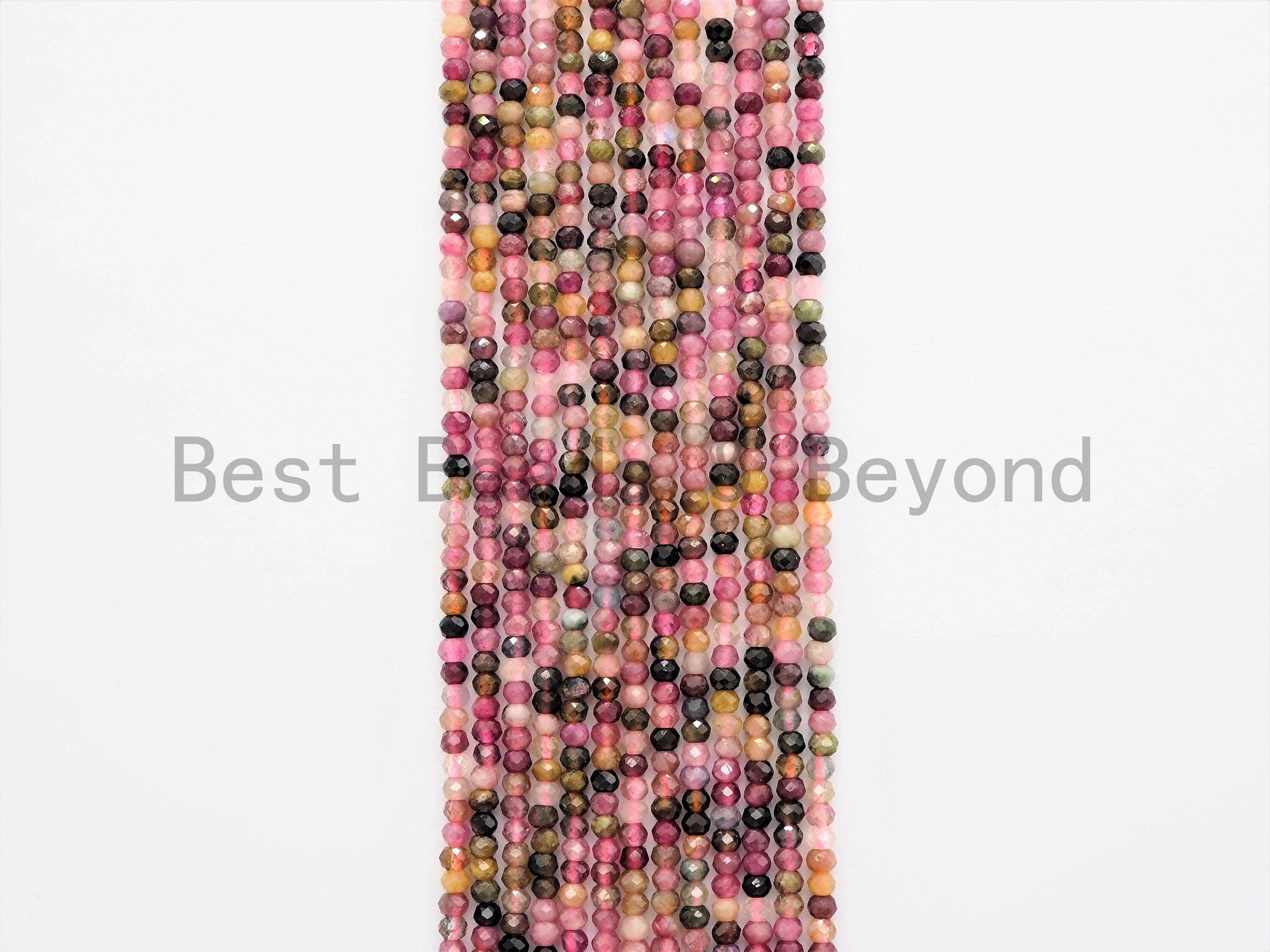 Quality Natural Tourmaline Rondelle/Round Faceted beads, 2x3mm/3mm Multi Colored Gemstone Beads,15.5inch strand, SKU#U374