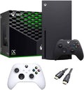 X-Box Series X Gaming Console Bundle - 1TB SSD Black X-Box Console with Two Wireless Controllers -Black and White -And Ahaghug Authorized HDMI Cable