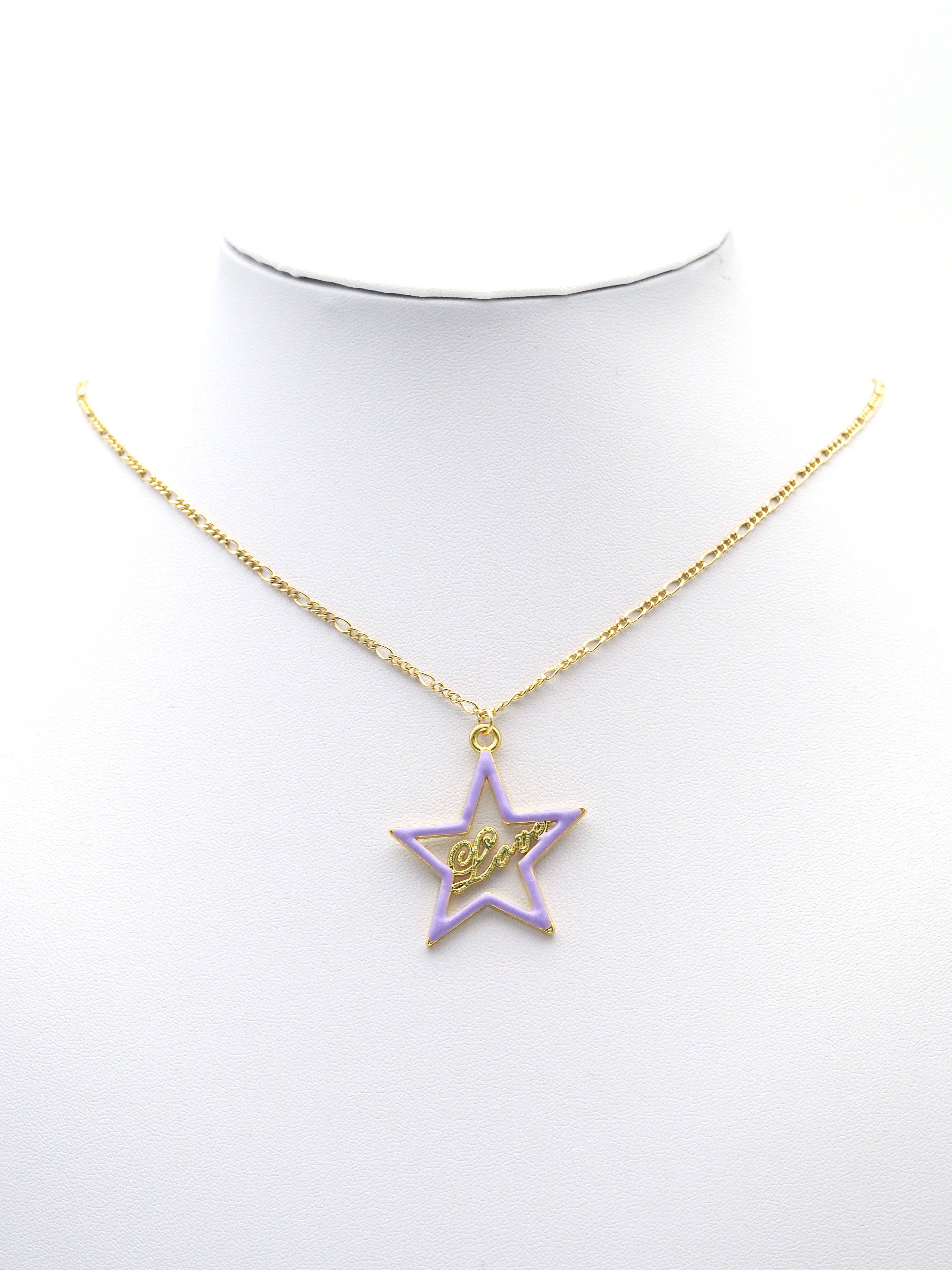 Large Gold Colorful Enamel Love Star Charm, Sku#B335