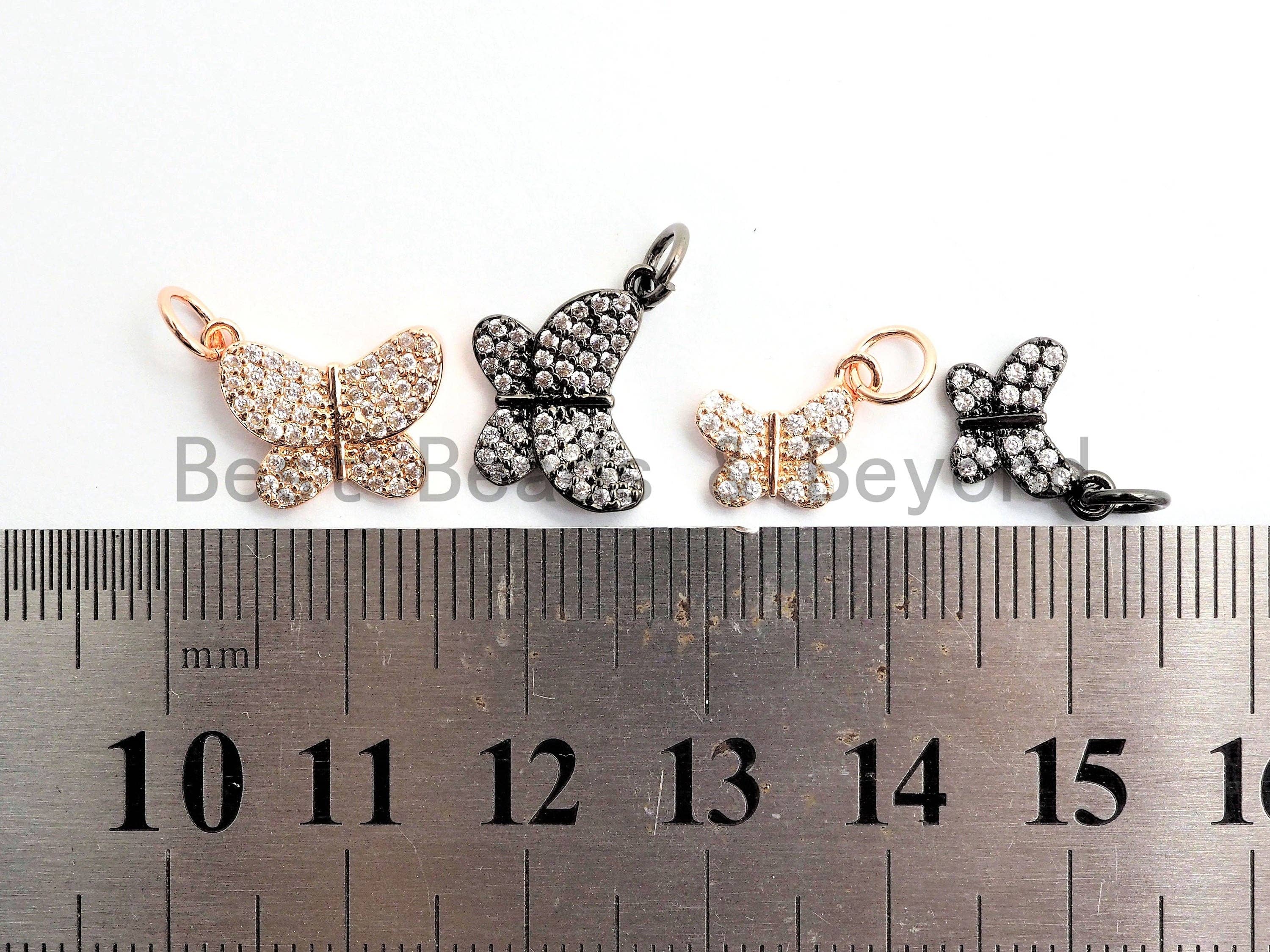 CZ Micro Pave Butterfly Pendant/Charm,Cubic Zirconia Paved Charm, Necklace Bracelet Charm Pendant,7x9/10x13mm, sku#Y153
