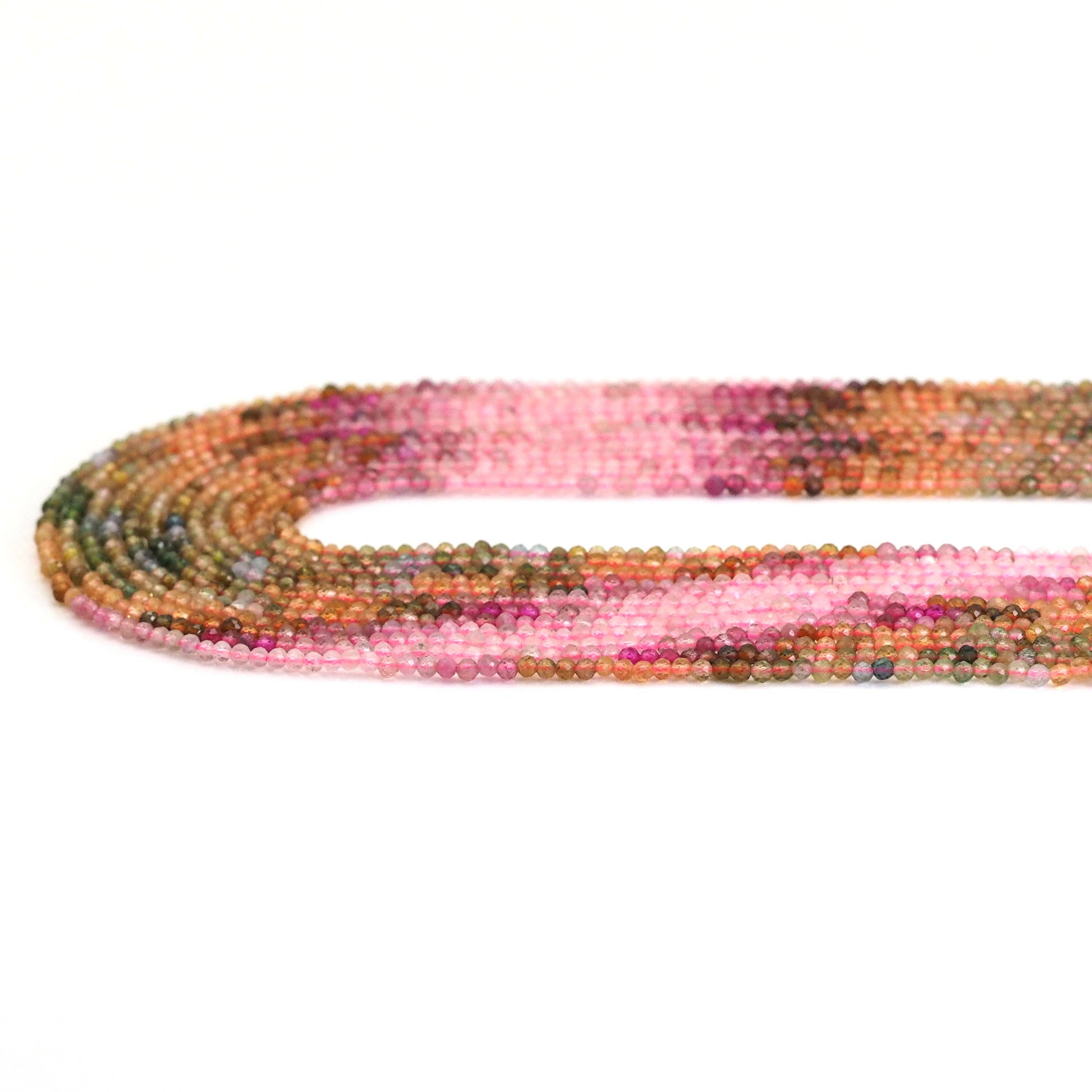 2mm Multicolor Tourmaline Round Faceted Beads, Sku#U1739