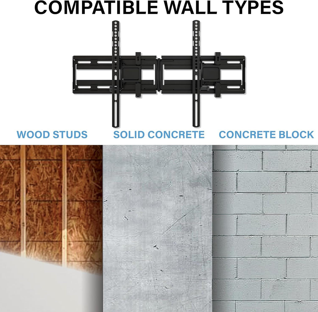 SANUS Extendable Tilting TV Wall Mount for 32”–90” Tvs up to 110 Lbs – 5.2” Extension for Easy Cable Access and Added Tilt, Tool-Free Tilt to Reduce Glare, Low Profile Design